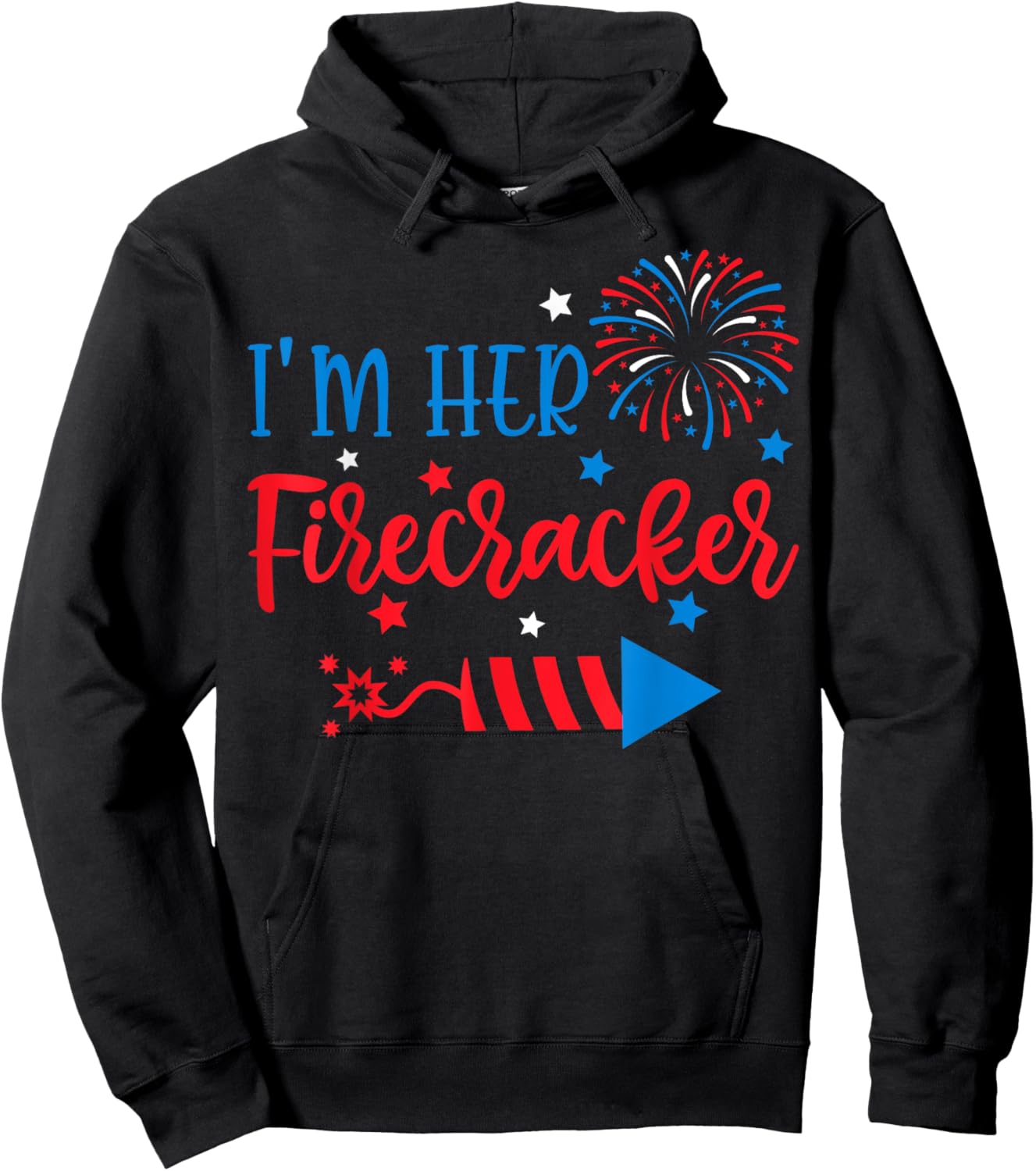 I'm Her Firecracker 4th Of July His Her Matching Couple Hoodie - Hoodie | Black
