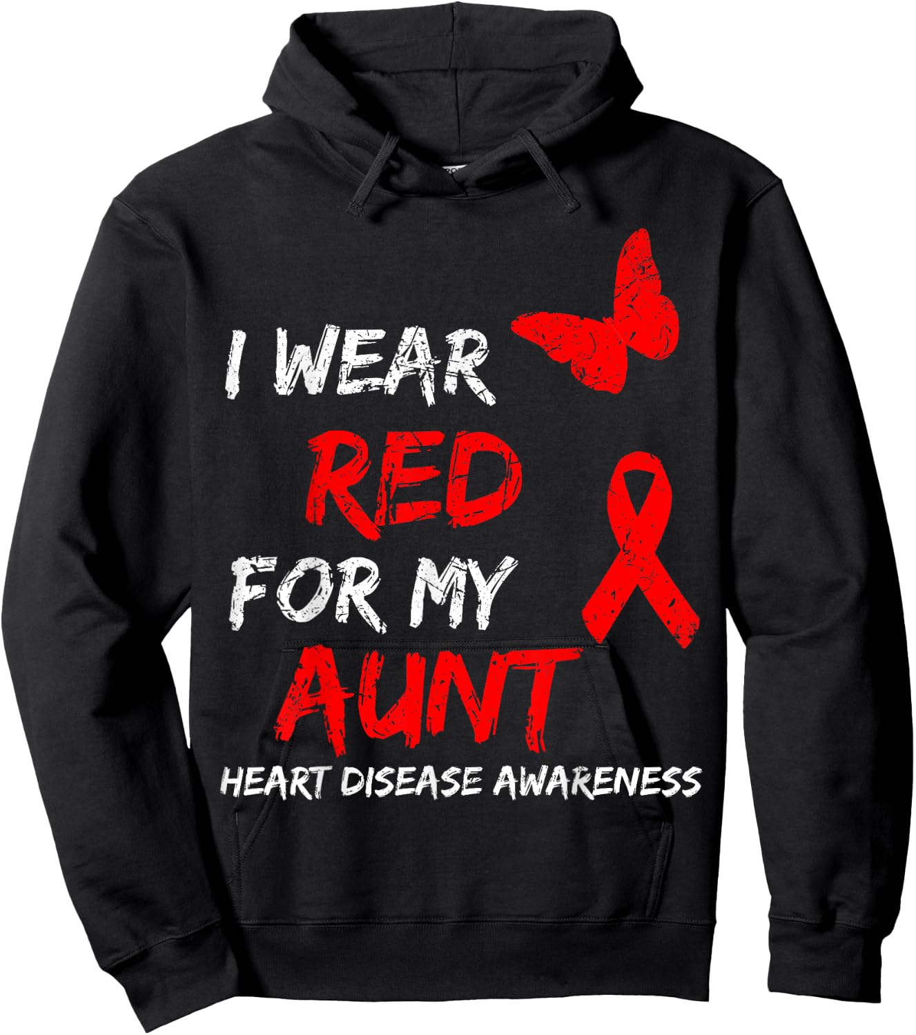 Heart Disease Awareness I Wear Red For My Aunt Ribbon Hoodie - Hoodie | Black