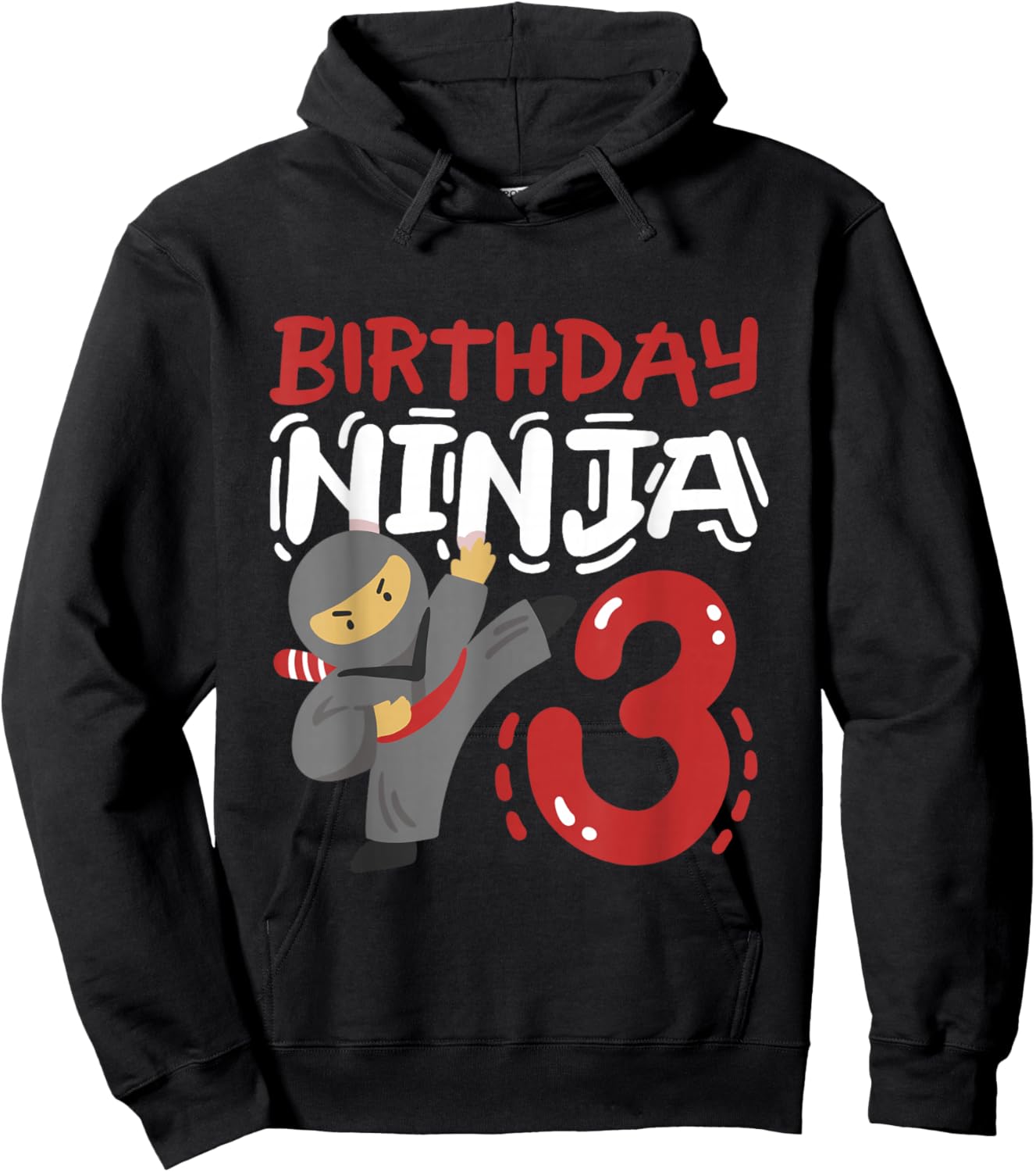 Birthday Ninja 3 Years Old Karate Kids 3rd Birthday Boys Hoodie - Hoodie | Black