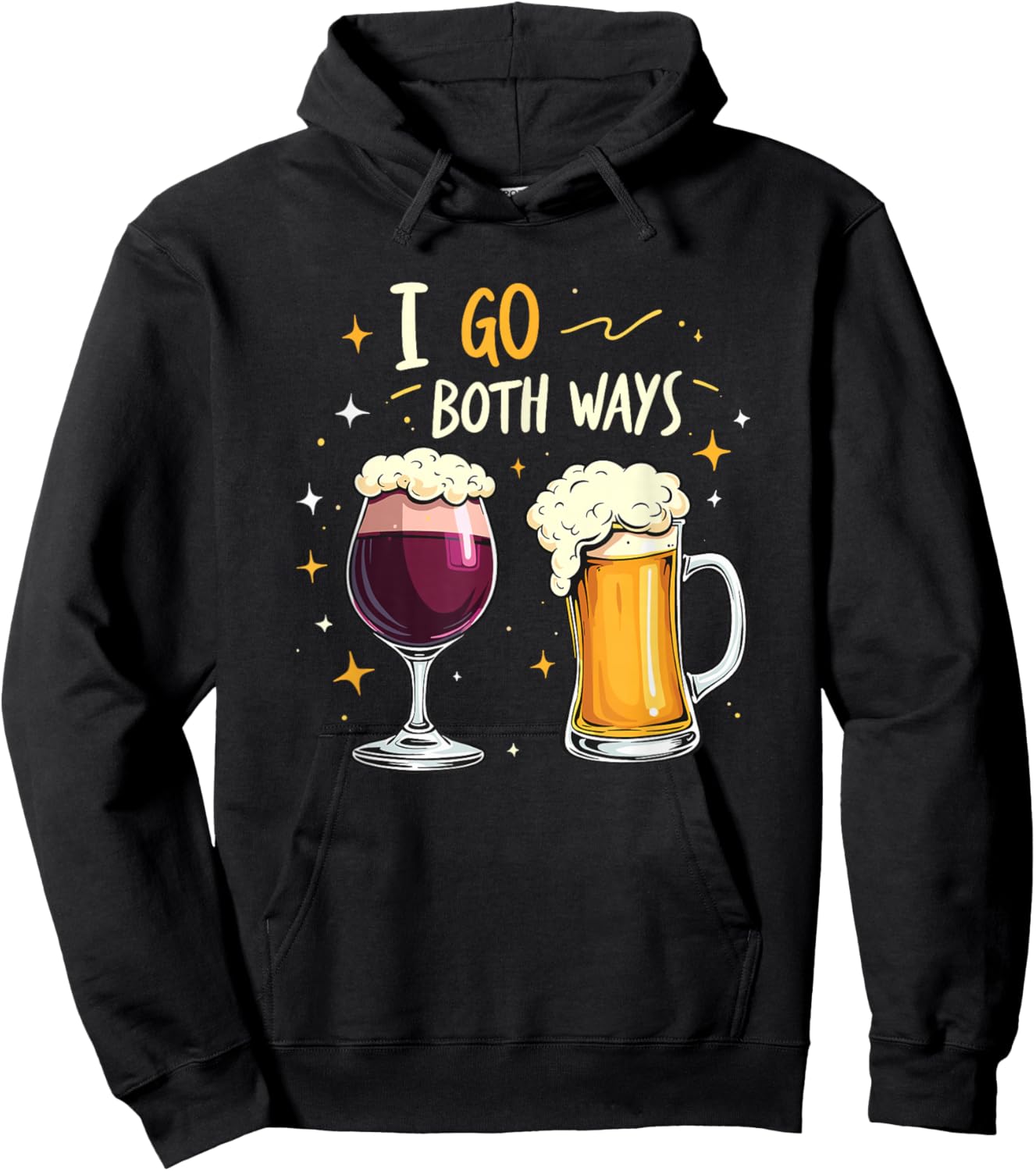 I Go Both Ways Beer Wine Drinking Hoodie - Hoodie | Black