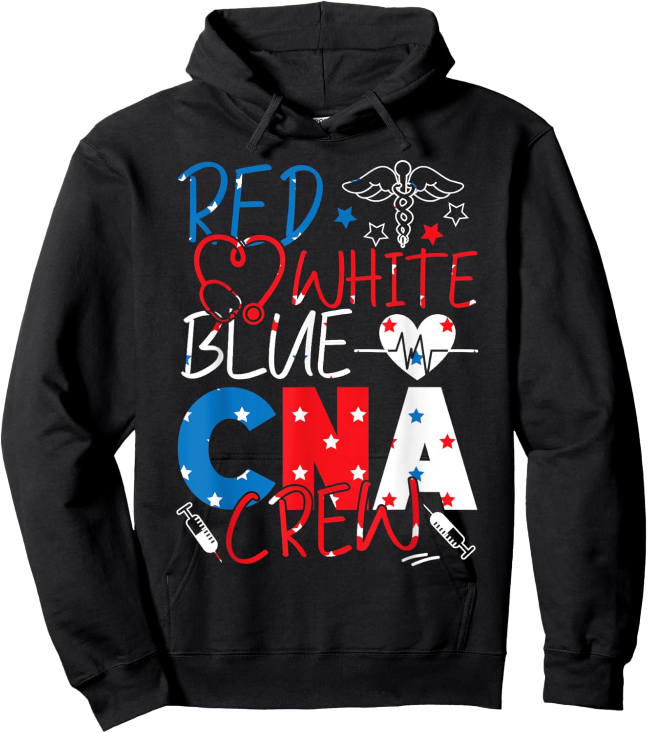 CNA Nurse Certified Nursing Assistant Patriotic American Hoodie - Hoodie | Black