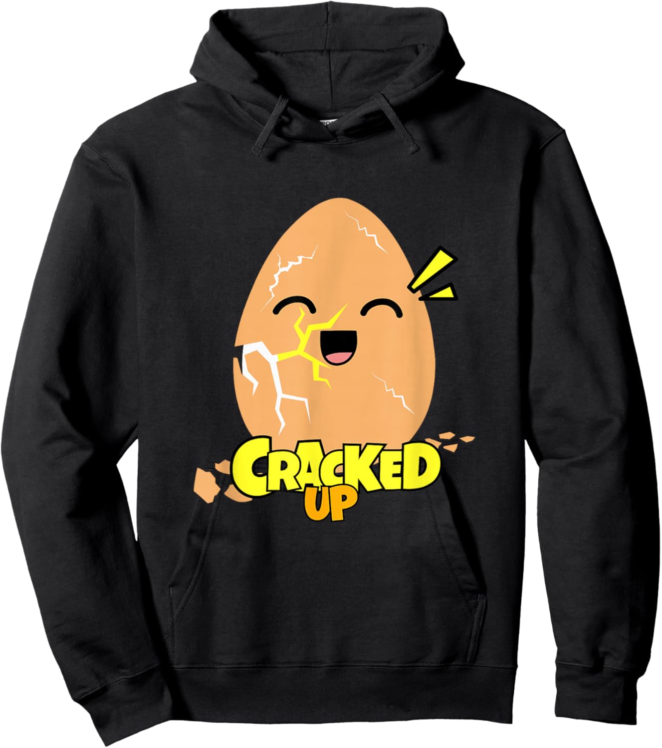 Cracked Up Laughing Egg Hilarious Humor Funny Hoodie - Hoodie | Black