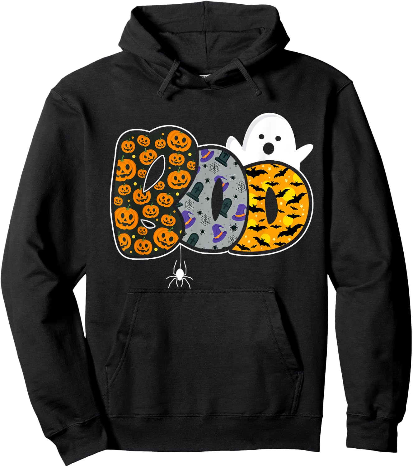 Funny boo with ghost and pumpkins for halloween costume Hoodie - Hoodie | Black