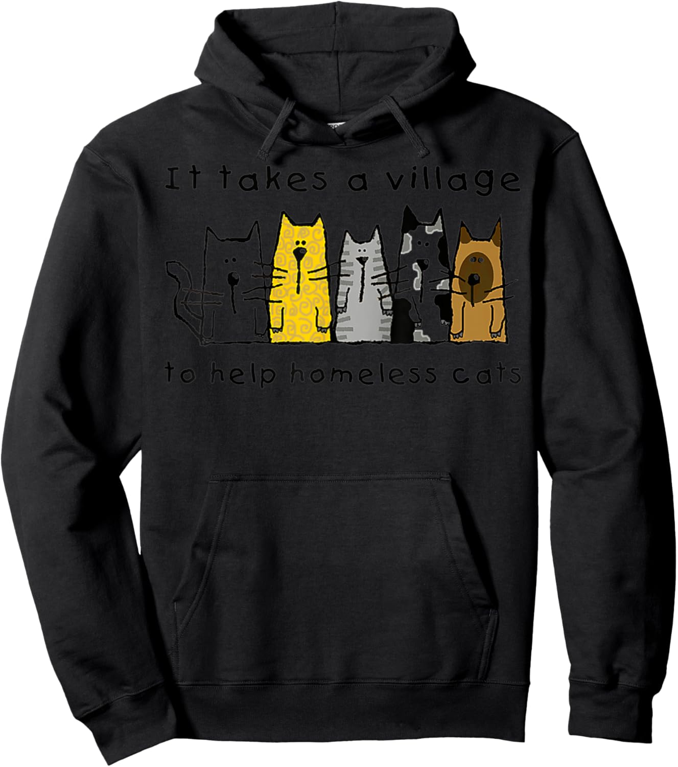Cute Take Village Help Homeless Cats Rescue Kitten Adopt Pet Hoodie - Hoodie | Black