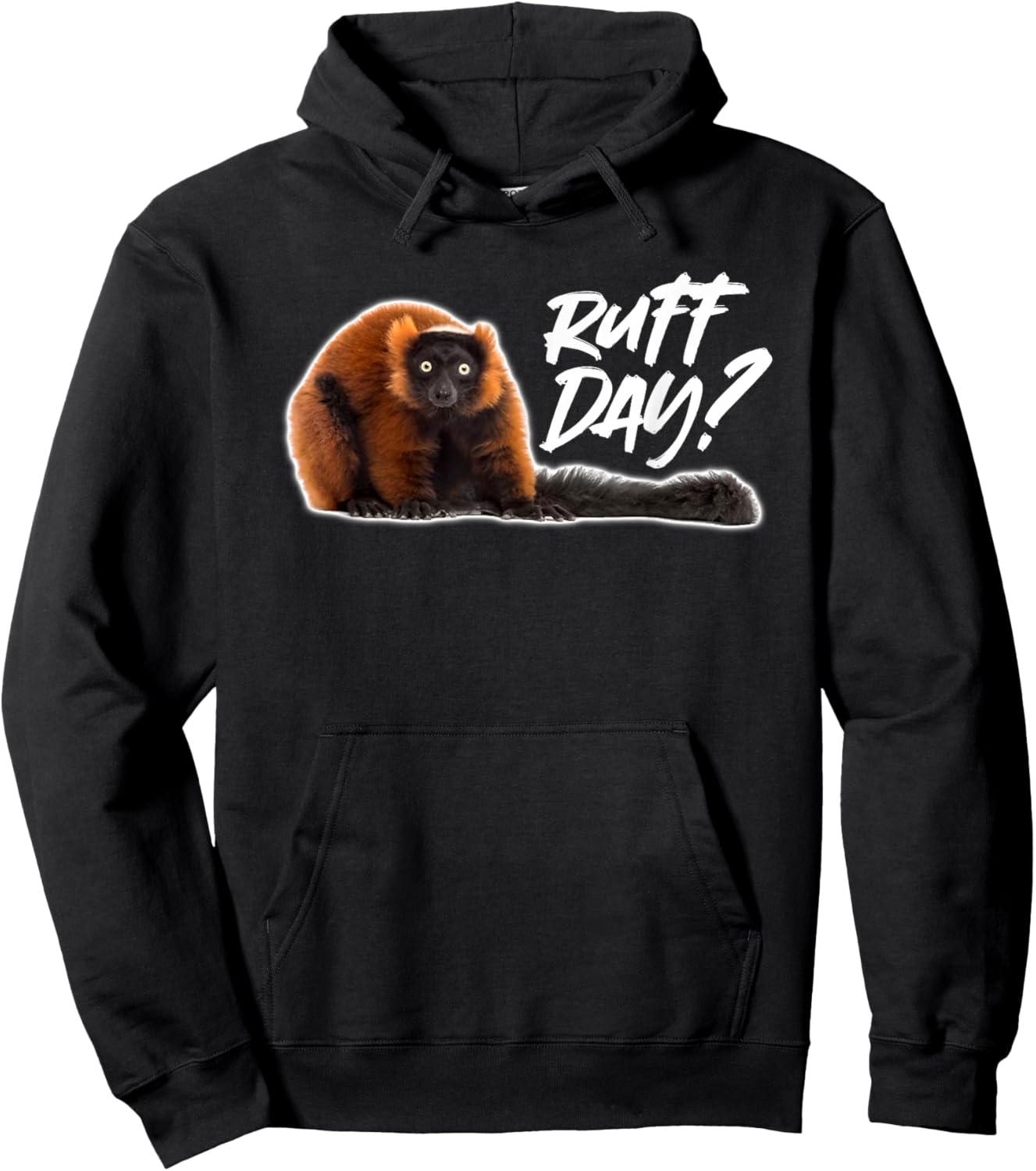 Ruff Day? Red Ruffed Lemur - Rough Day Hoodie - Hoodie | Black