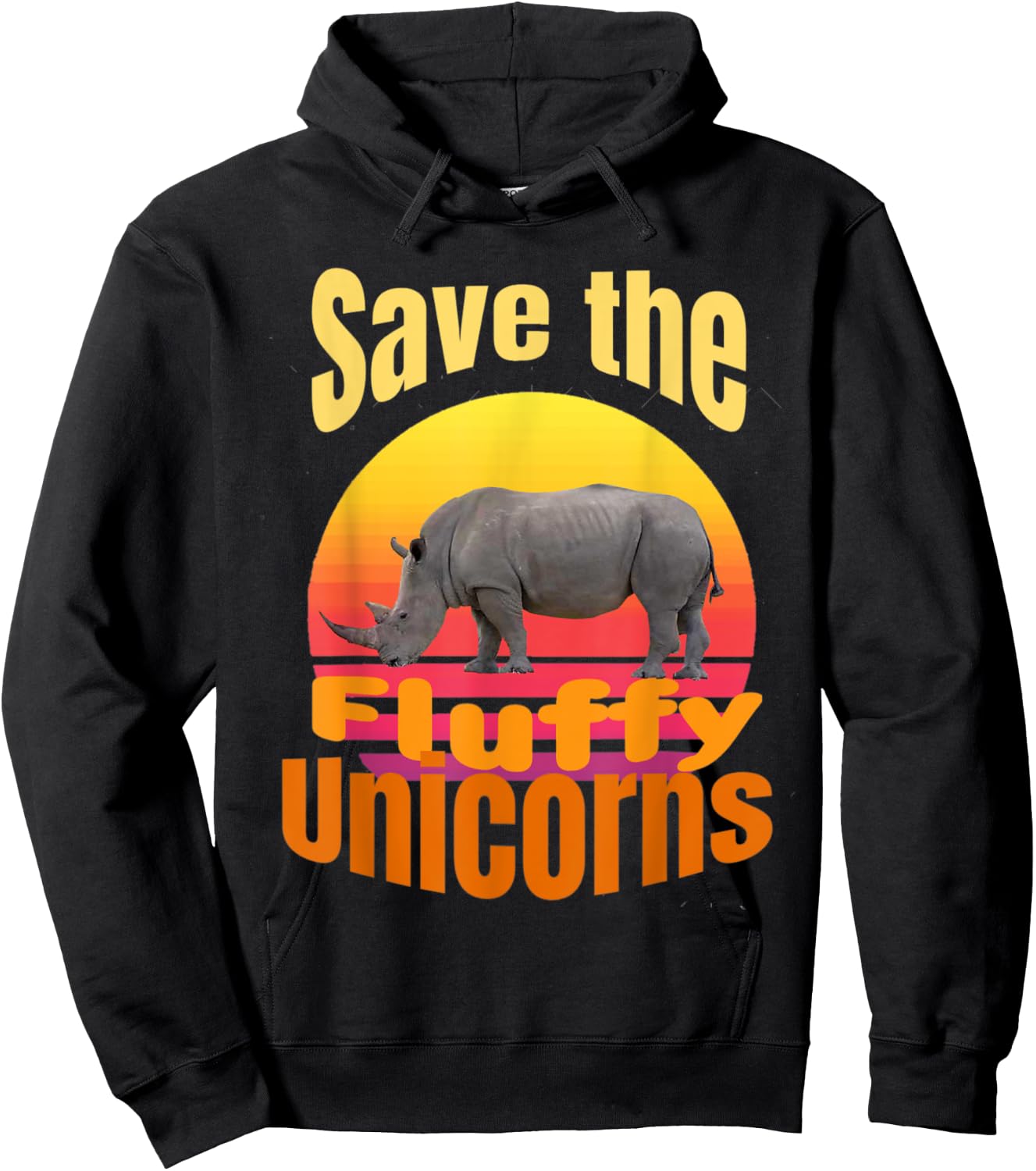 Funny retro sunset save the fluffy unicorns Hoodie - Hoodie | Black