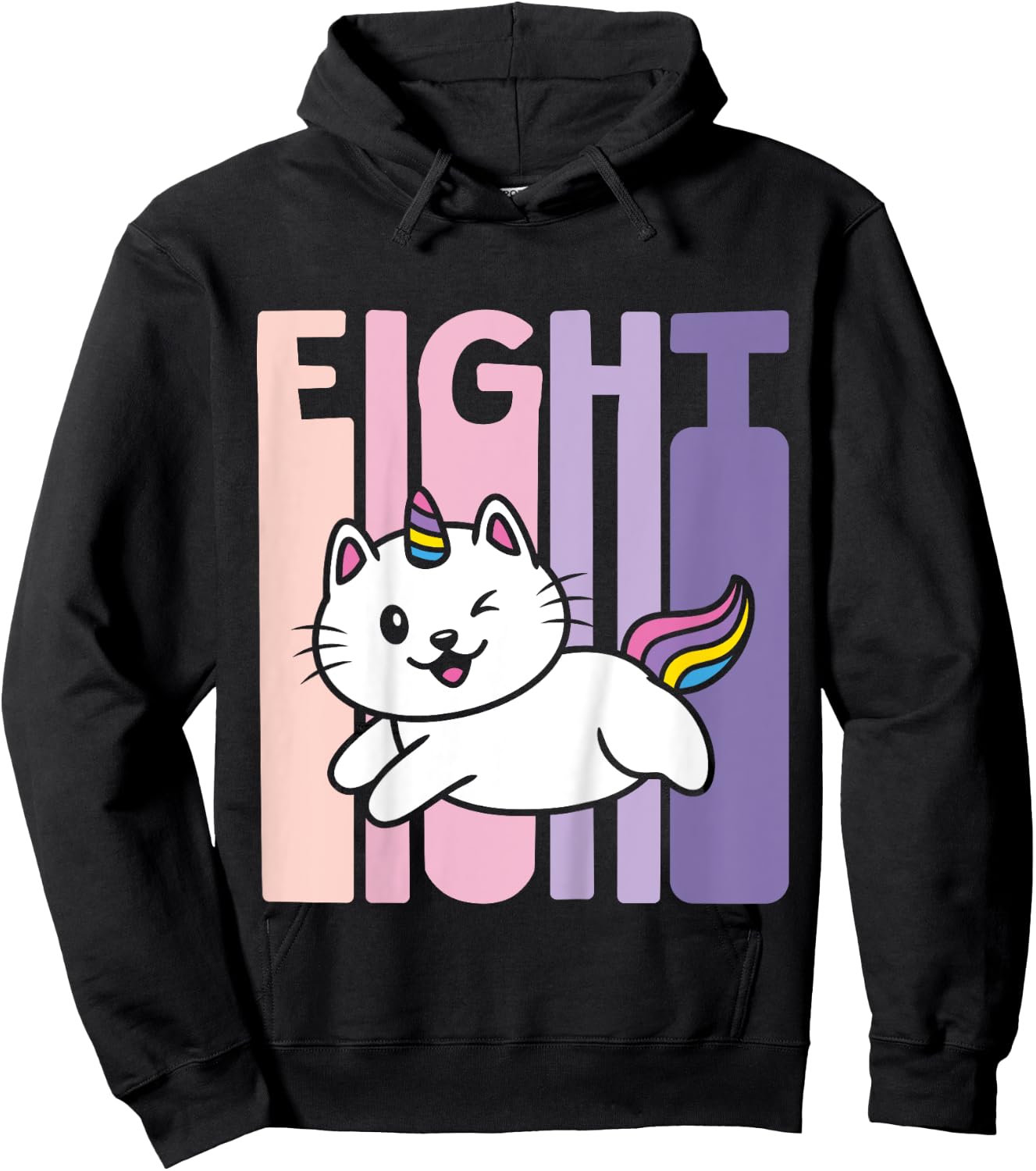8 Year Old Cute Caticorn Cat Unicorn Birthday Girl B-day Hoodie - Hoodie | Black