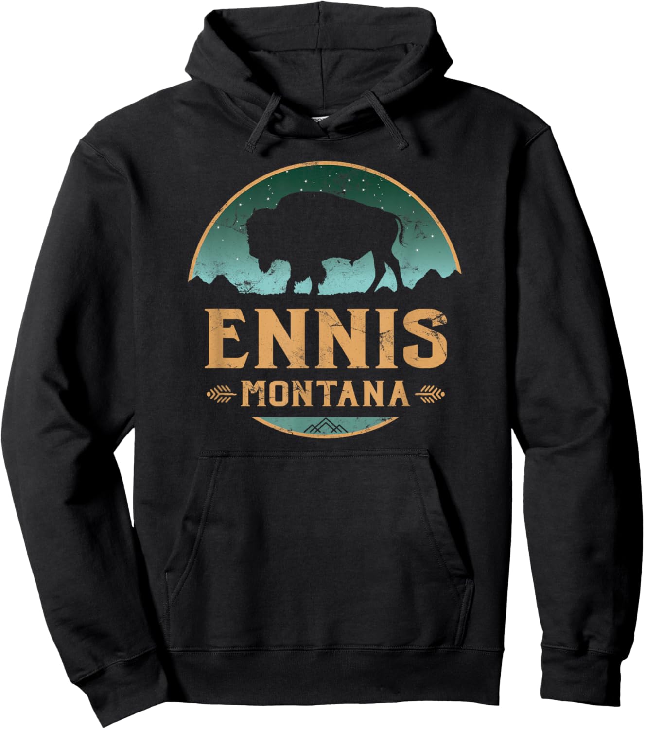 Ennis Montana MT Buffalo Bison Hoodie - Hoodie | Black