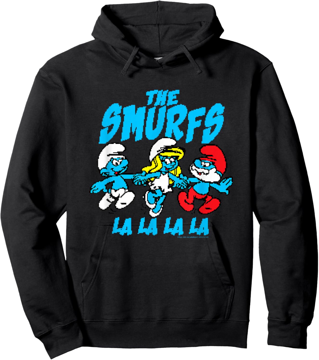 The Smurfs Pixelated Smurfs Retro Cartoon Hoodie - Hoodie | Black