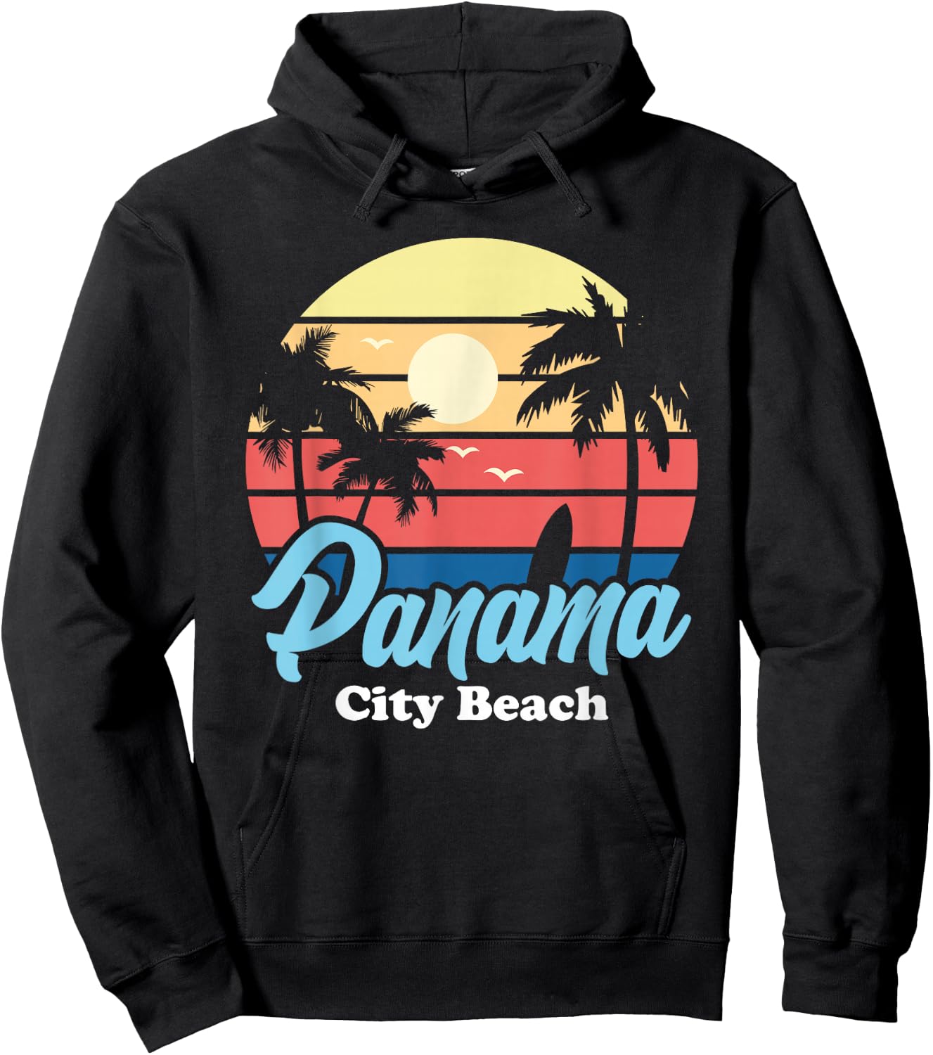 Panama City Beach Surfer Surfing Souvenir Retro Hoodie - Hoodie | Black