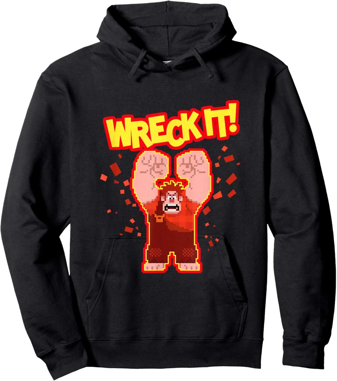 Disney Wreck-It Ralph Wreck It! Angry Pixelated Ralph Shot Hoodie - Hoodie | Black
