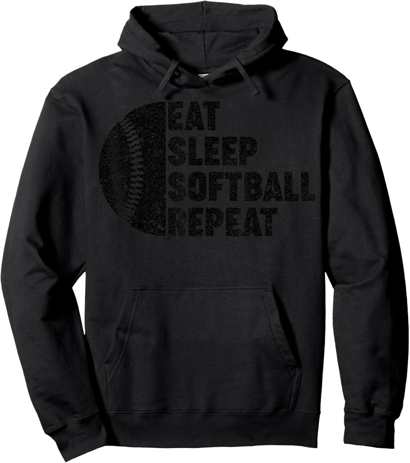 Eat Sleep Softball Repeat Teens Girls Boys Kids Men Women Hoodie - Hoodie | Black