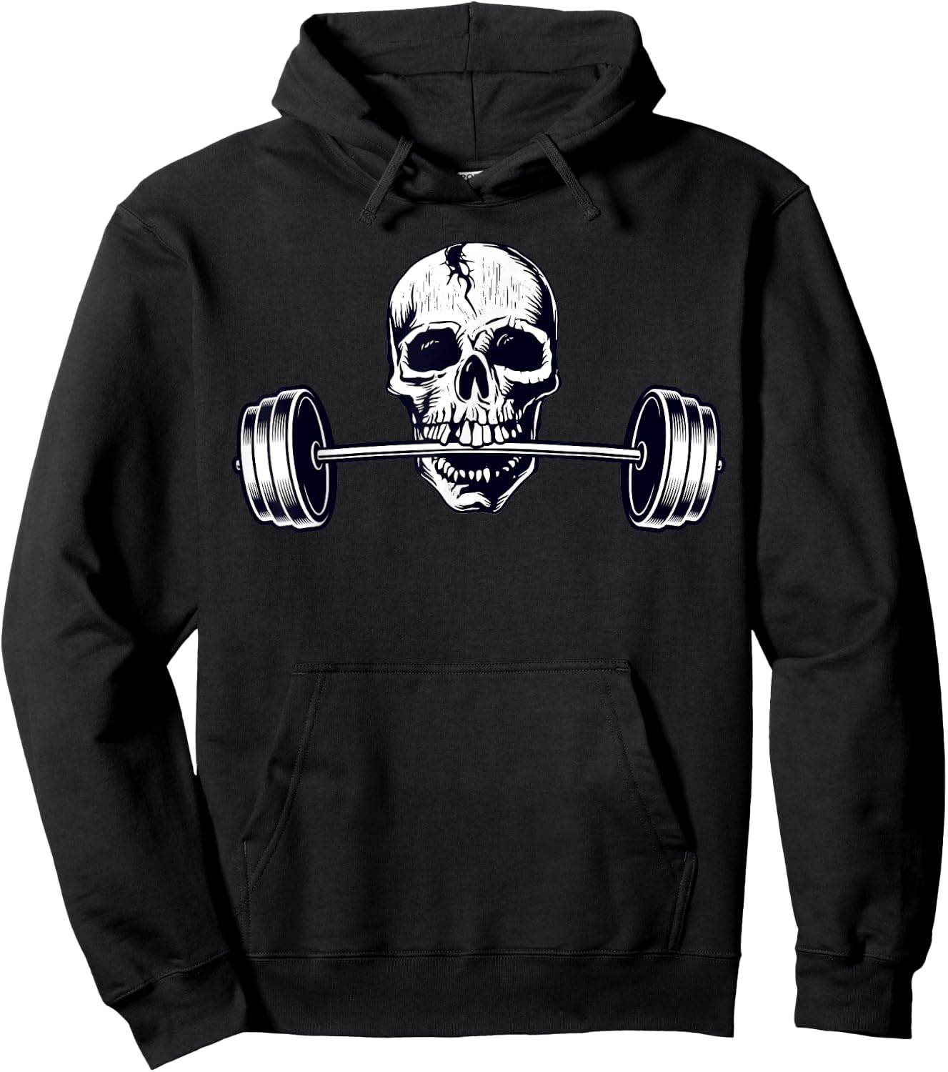 Weightlifting Shirt, Powerlifting Heavy Barbell Skull Hoodie - Hoodie | Black