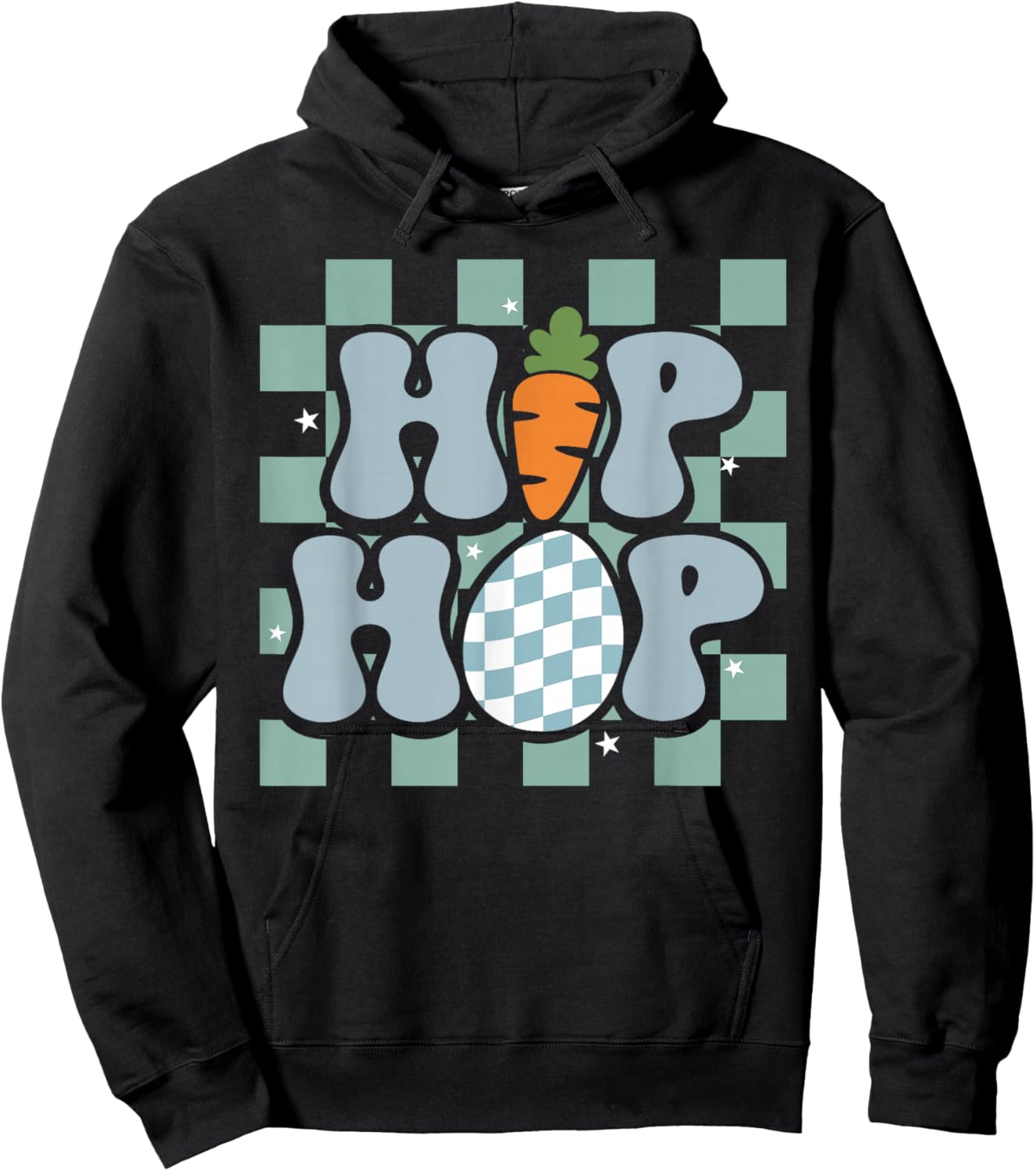 Hip Hop Easter Shirt Women Girls Leopard Print Plaid Bunny Hoodie - Hoodie | Black