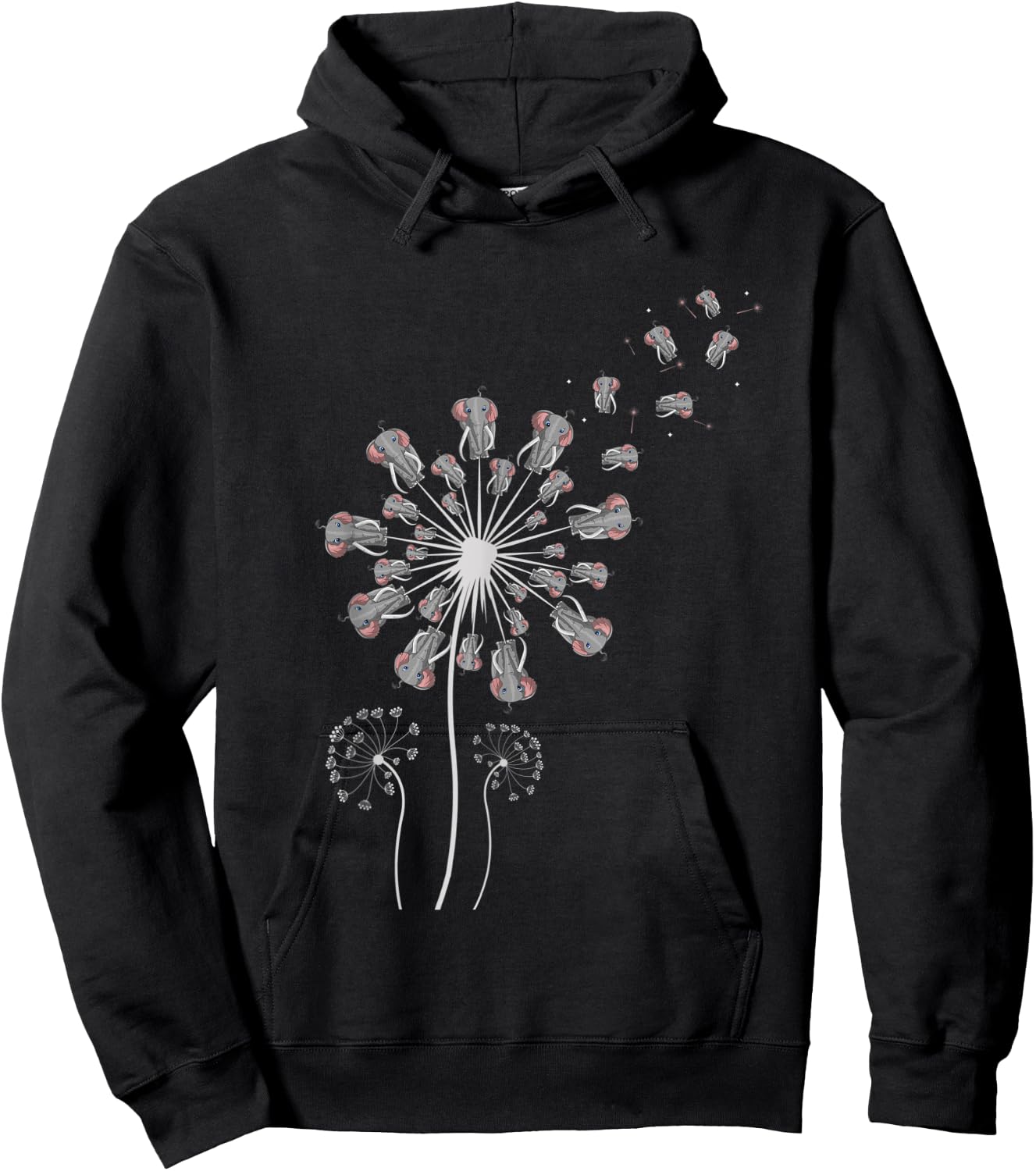 Elephant Dandelion Hoodie - Hoodie | Black