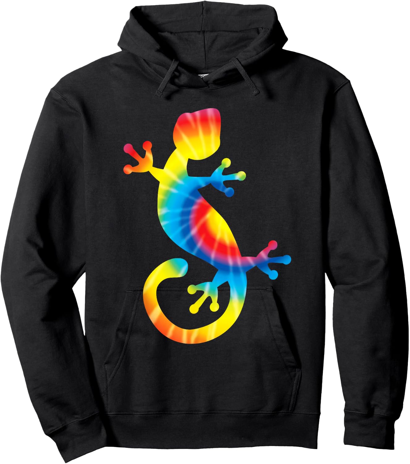 Tie Dye Gecko Rainbow Print Lizard Pet Hippie Peace Gift Hoodie - Hoodie | Black