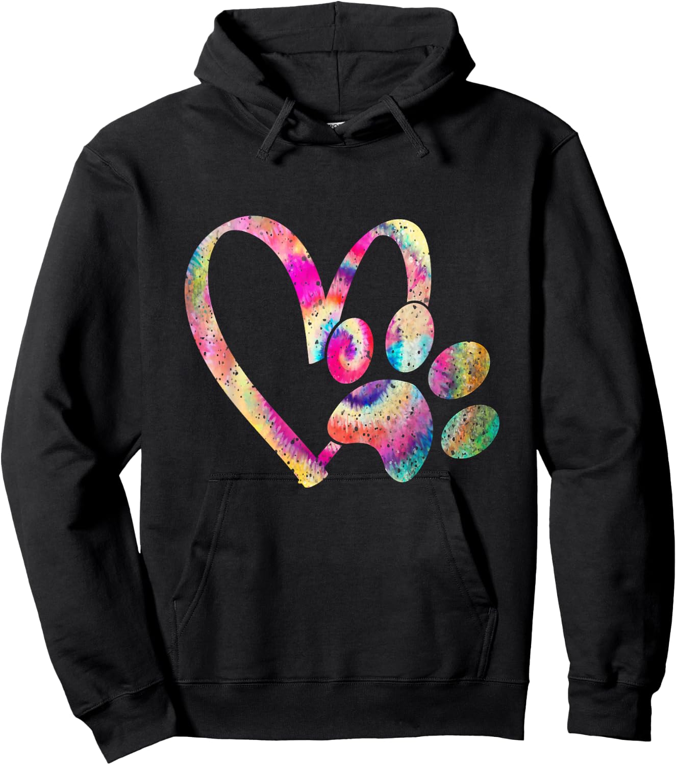 Tie Dye Love Dog Paw Print Animal Paw Dog Lover Men Women Kids Hoodie - Hoodie | Black