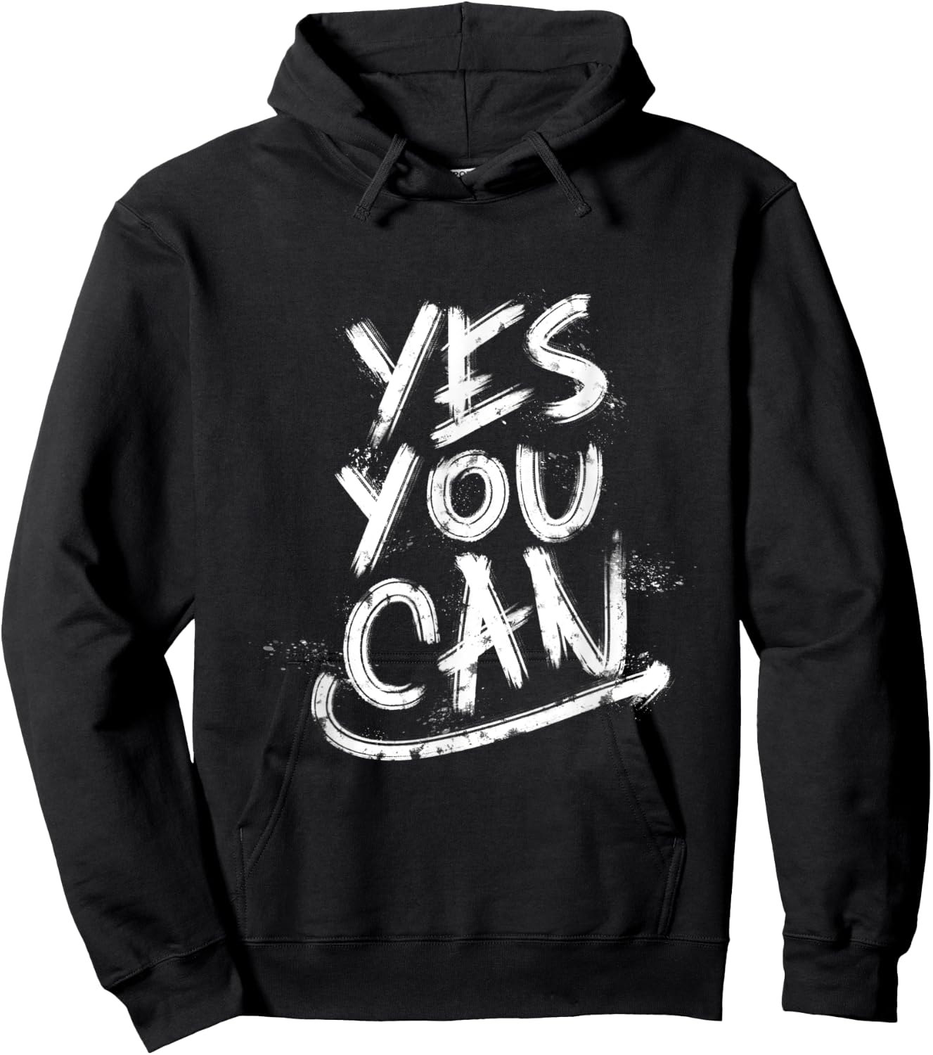 “Yes You Can” Gym Culture Navy Blue Graphic Hoodie - Hoodie | Black