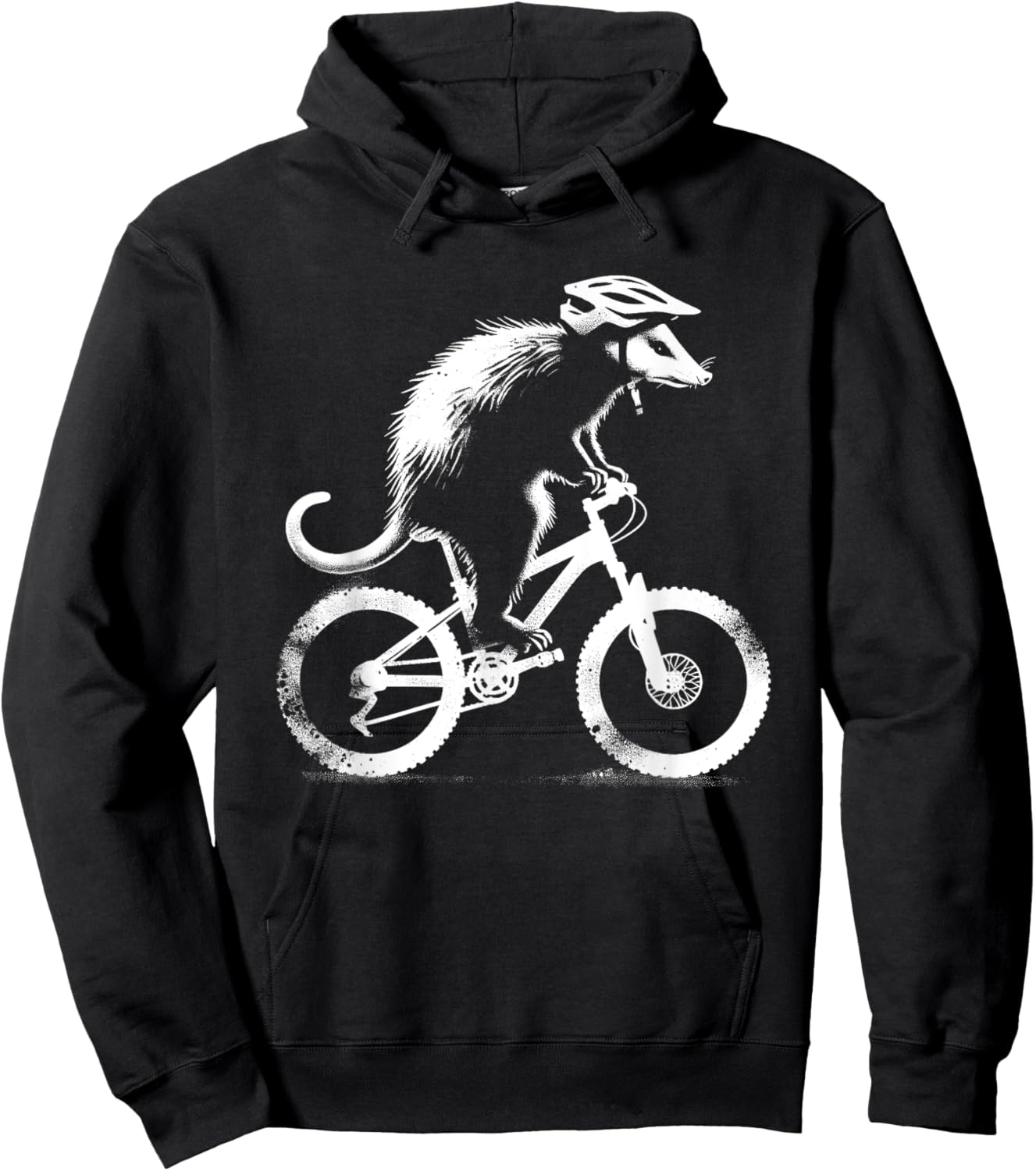Opossum On Bicycle - Funny Graphic Biking Possum Lover Hoodie - Hoodie | Black