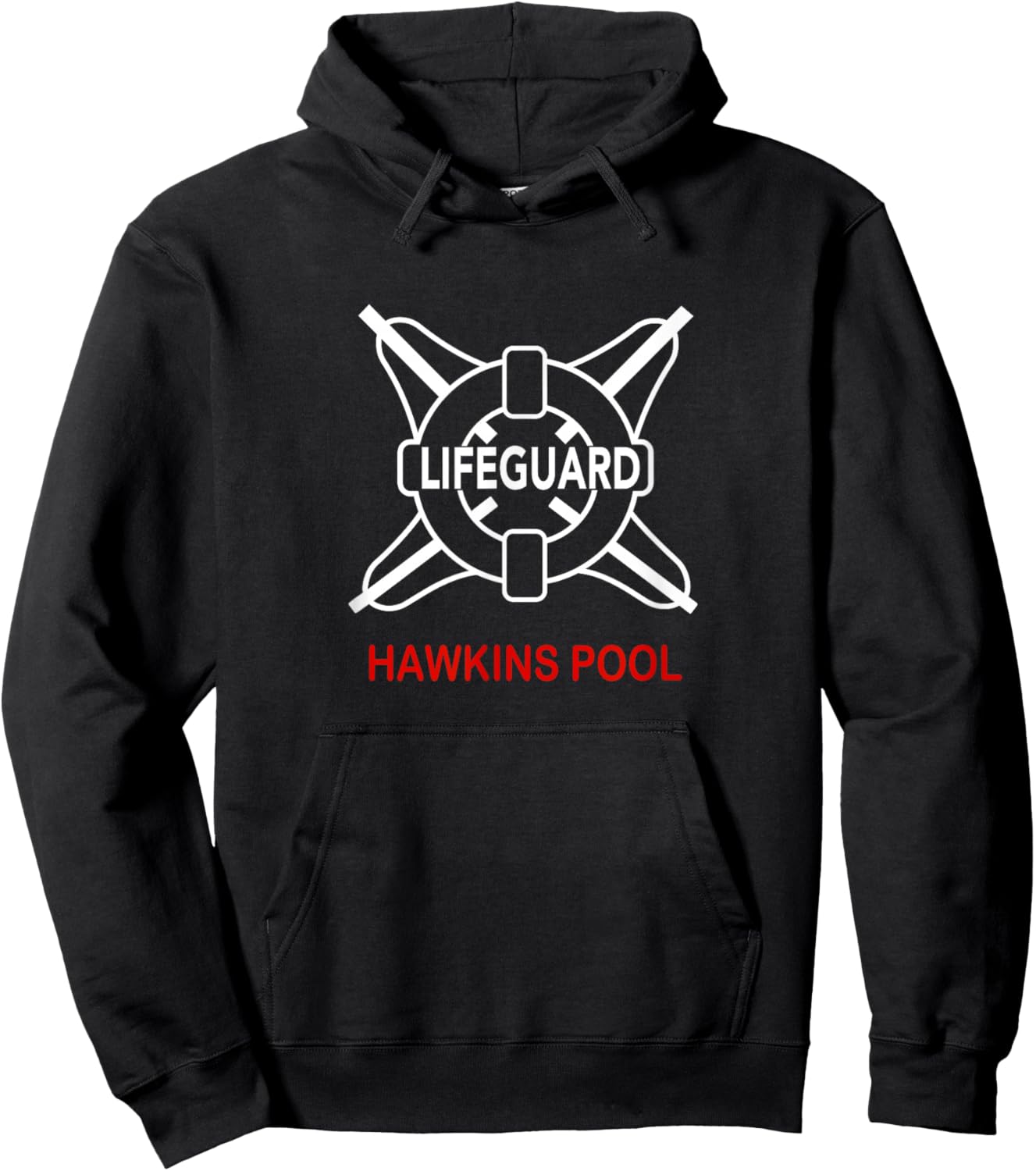 Stranger Things Lifeguard Hawkins Pool Vintage Classic Logo Hoodie - Hoodie | Black