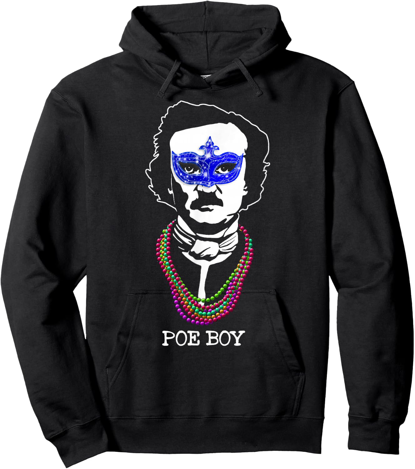 Funny Edgar Allan Poe Mardi Gras Mashup Hoodie - Hoodie | Black