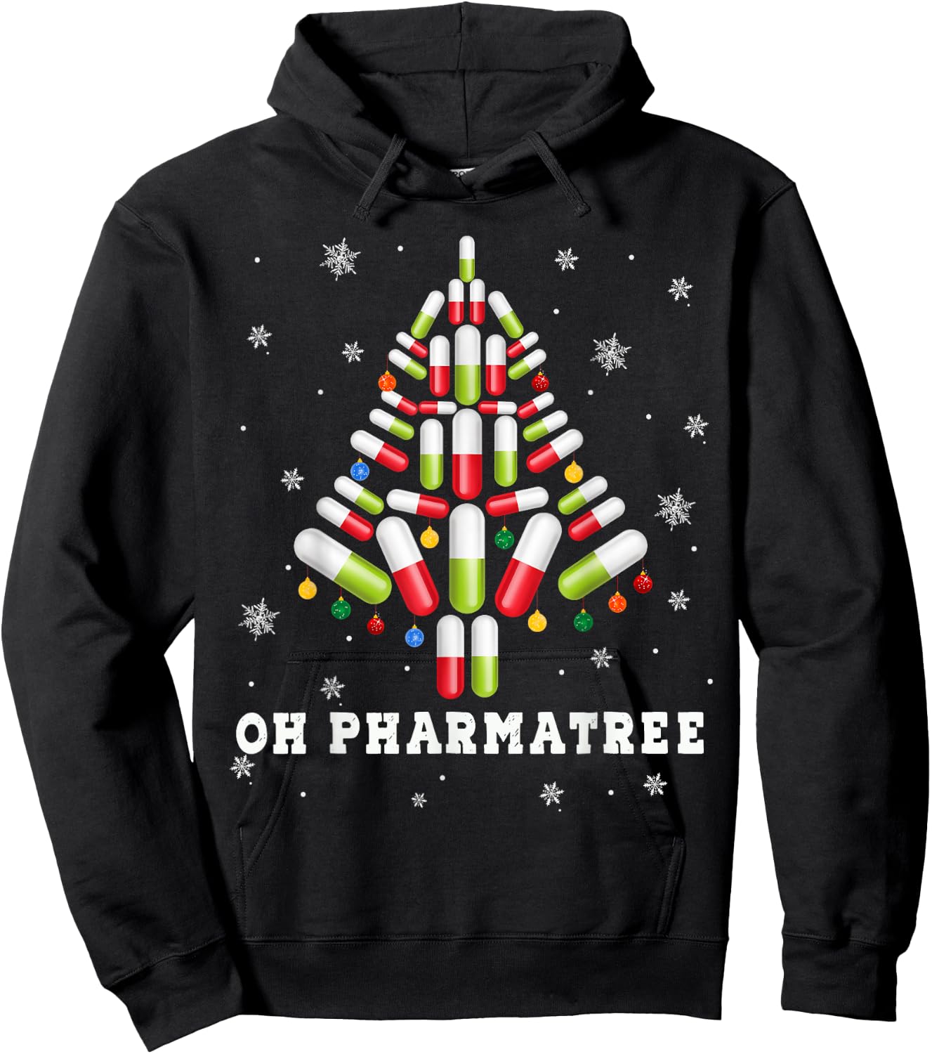 Oh Pharmatree Ugly ChristmasPharmacy Christmas Tree Hoodie - Hoodie | Black
