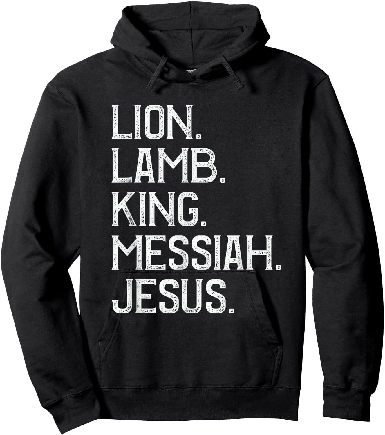 Distressed Lion Lamb King Messiah Jesus Christian Bible Hoodie - Hoodie | Black