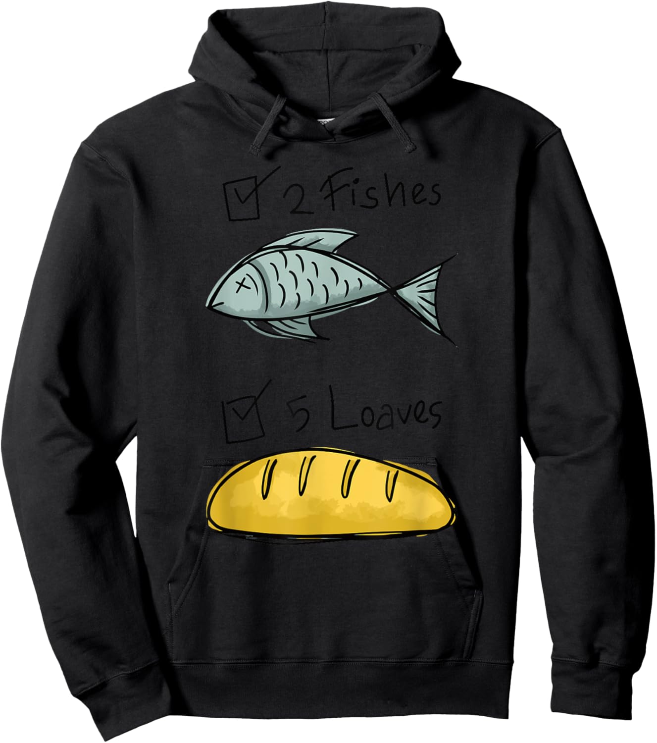 Christian shirt Women Kids Girls Five Loaves Two Fish Jesus Hoodie - Hoodie | Black