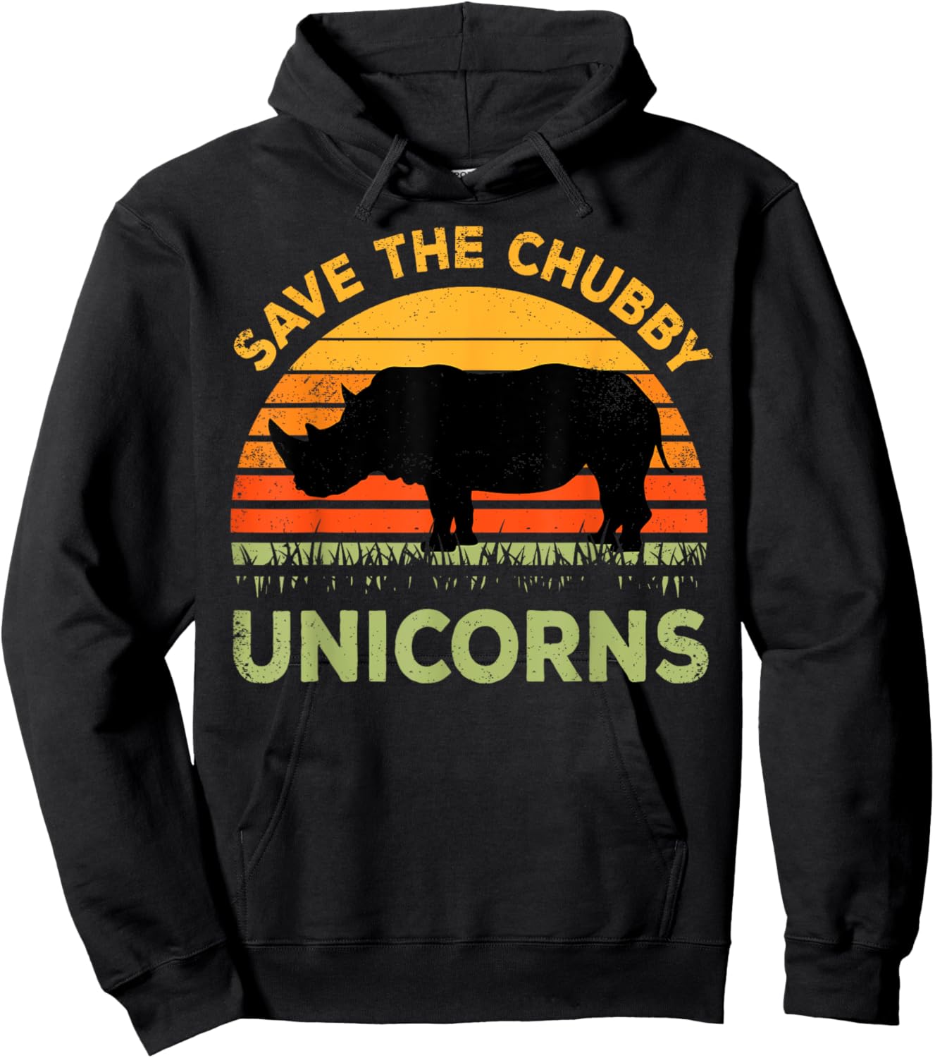 Save The Chubby Unicorns Rhino Rhinoceros African Animal Hoodie - Hoodie | Black