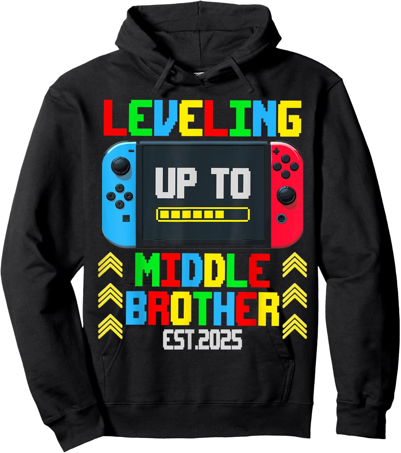 Pregnancy Announcement Leveling Up To Middle Brother 2025 Hoodie - Hoodie | Black