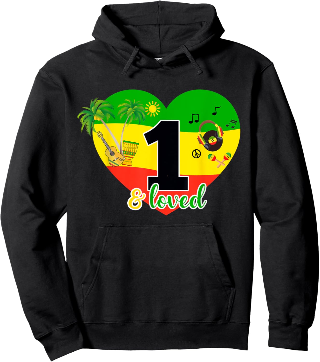 1st Birthday Jamaica King Party Theme Outfit One Year Old Hoodie - Hoodie | Black