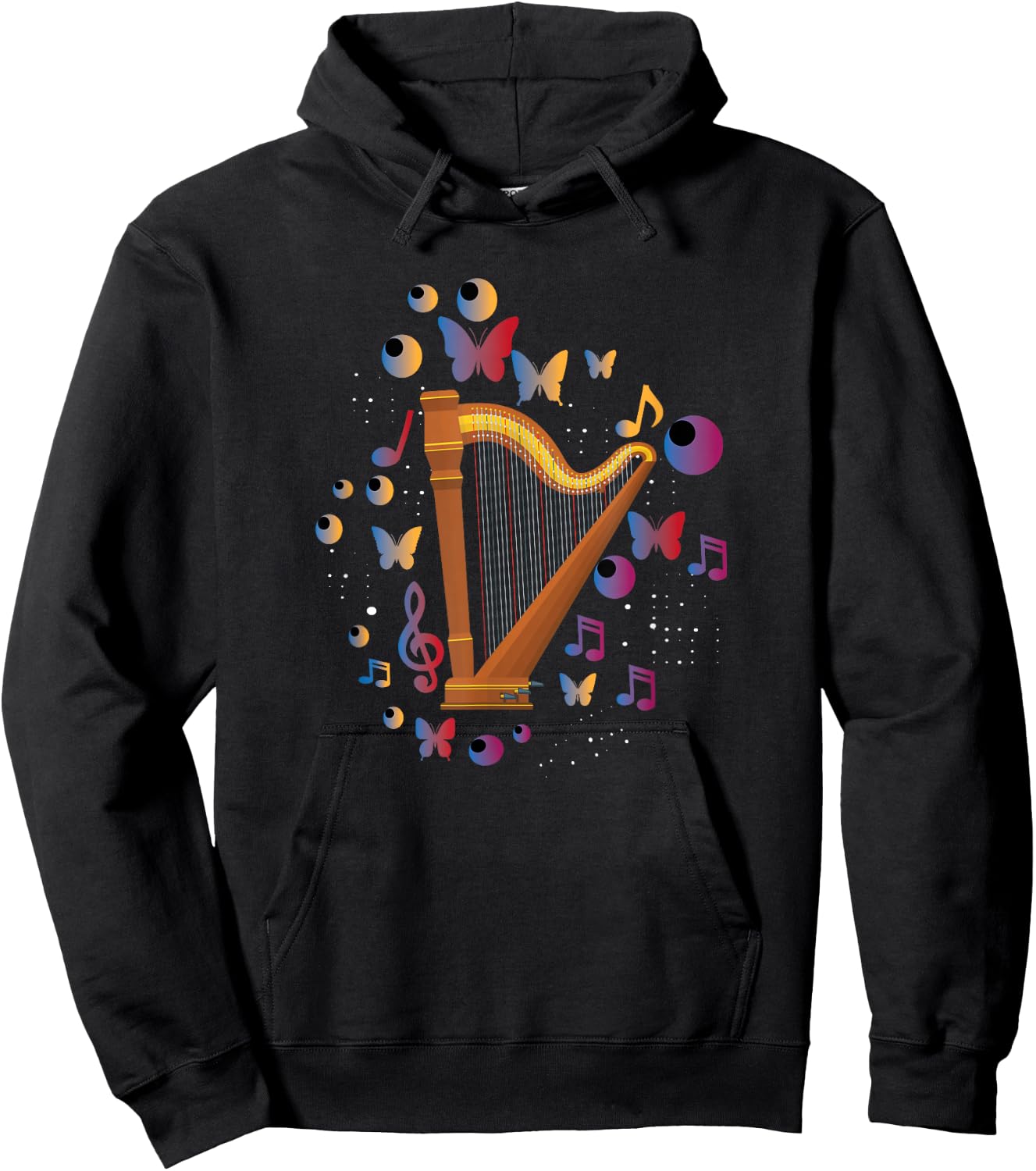 Great Harp Theme Gift Harp Players Hoodie - Hoodie | Black