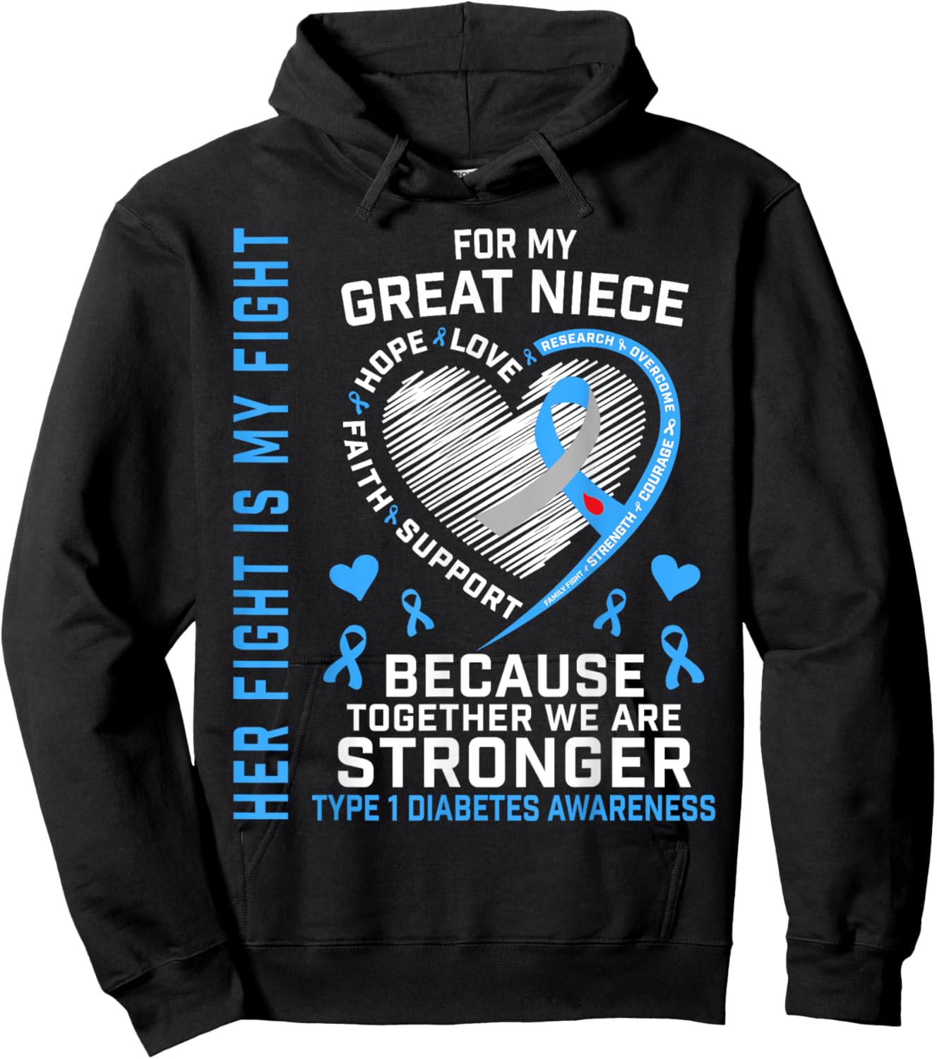 Juvenile Type 1 Diabetes T1D Awareness Gifts Great Niece Hoodie - Hoodie | Black