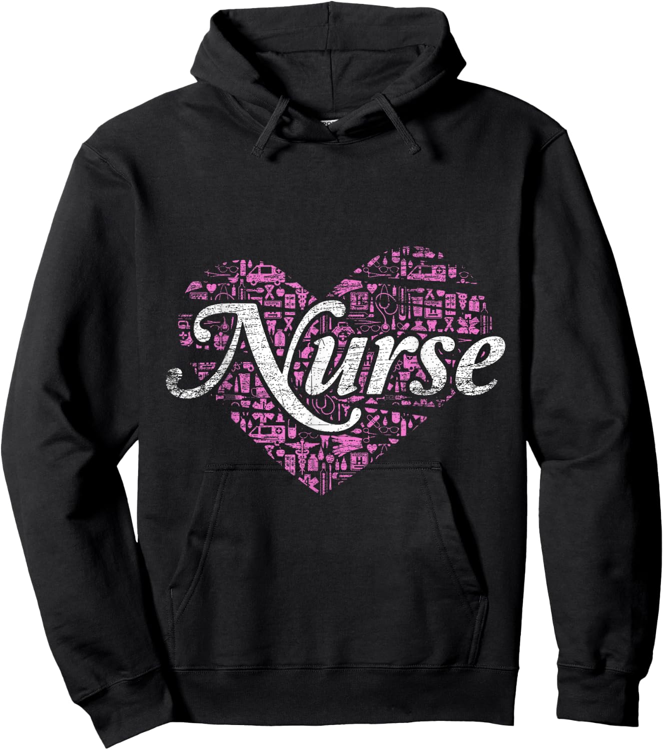 Nurse Heart Love Nursing Hoodie - Hoodie | Black