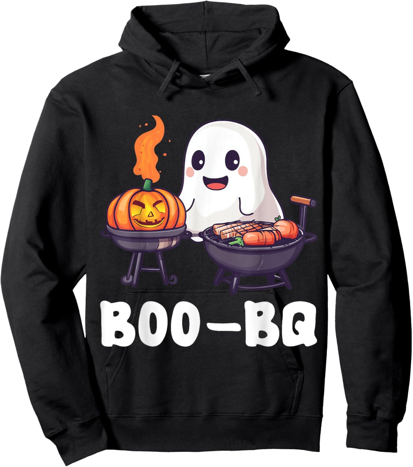 Fun BBQ Barbecue Boo Ghost Halloween Matching Costume Boo-BQ Hoodie - Hoodie | Black