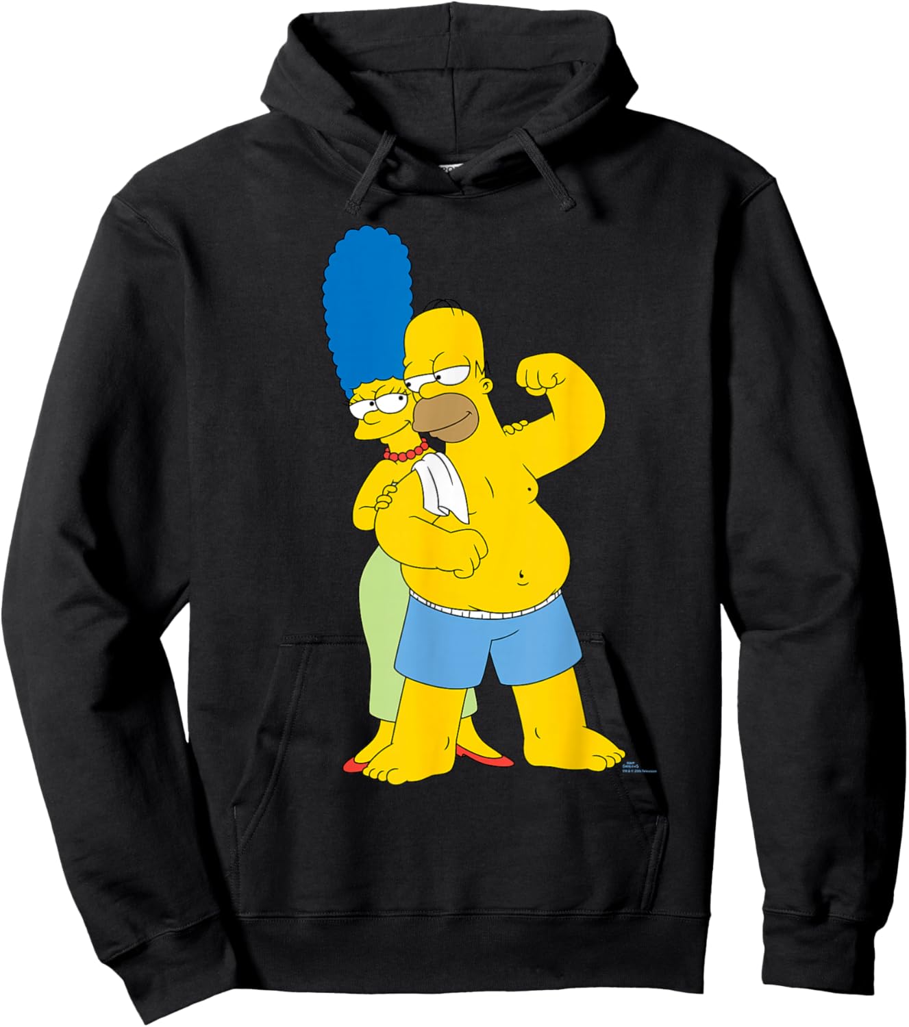 The Simpsons Marge and Flexing Homer Valentine’s Day Couple Hoodie - Hoodie | Black