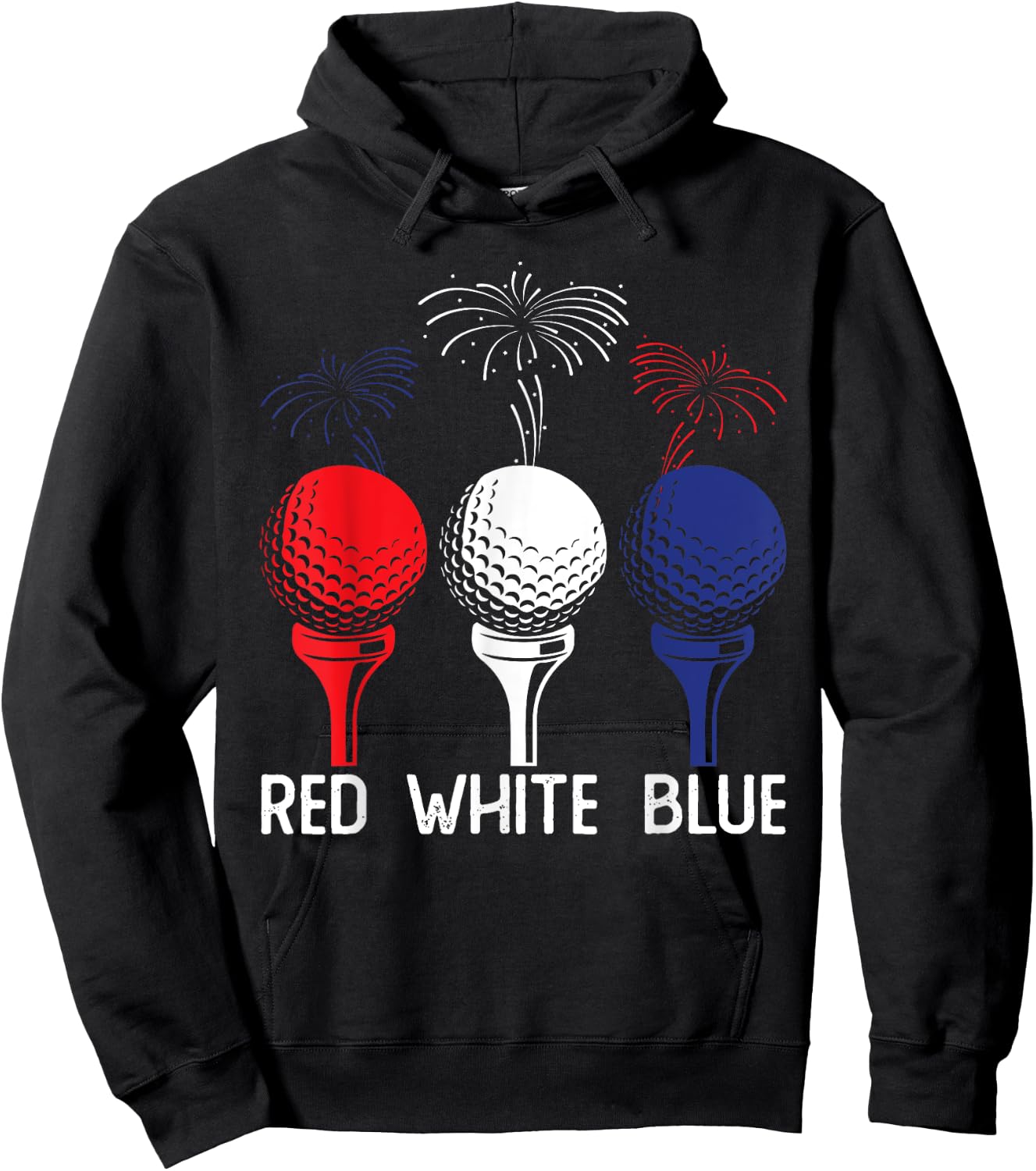 Golf Red White Blue Us Flag Patriotic 4th Of July Men Hoodie - Hoodie | Black
