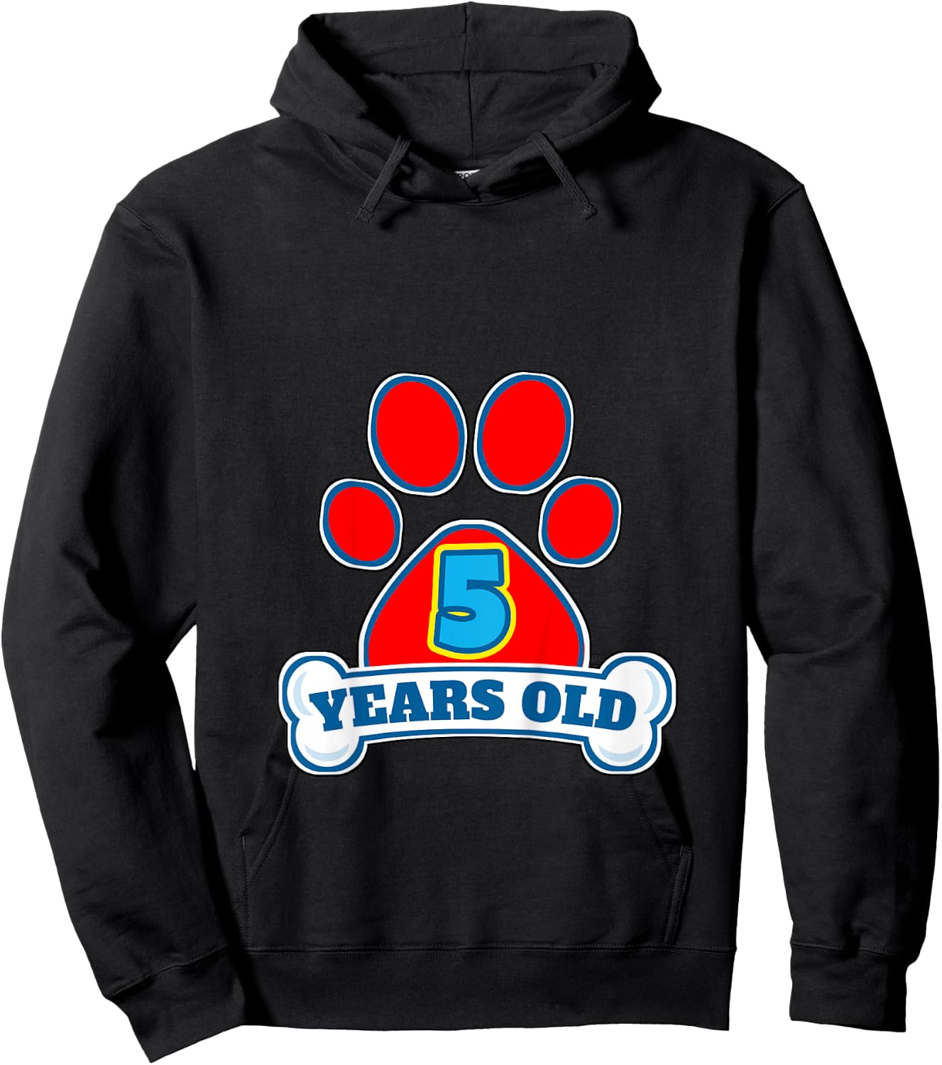 5 Year Old 5th Birthday Paw Themed Party Gift Boys Girls Hoodie - Hoodie | Black