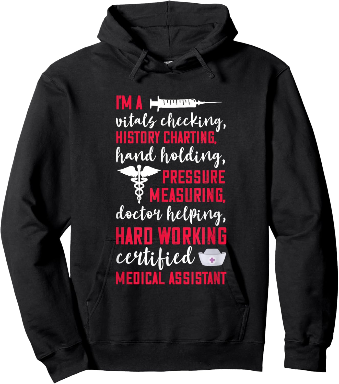 Certified Medical Assistant Hardworking Nurse MA Nursing Hoodie - Hoodie | Black