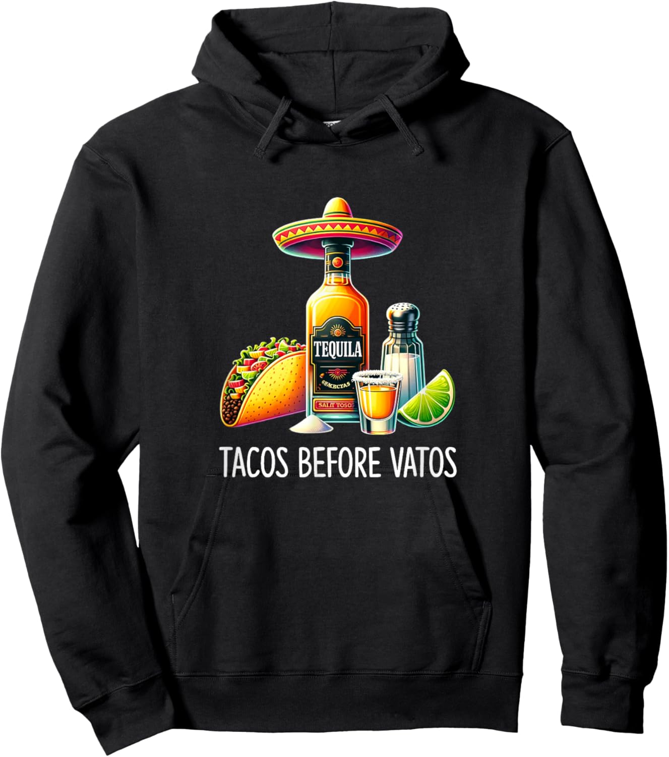 Tacos Before Vatos - Tacos & Tequila Hoodie - Hoodie | Black