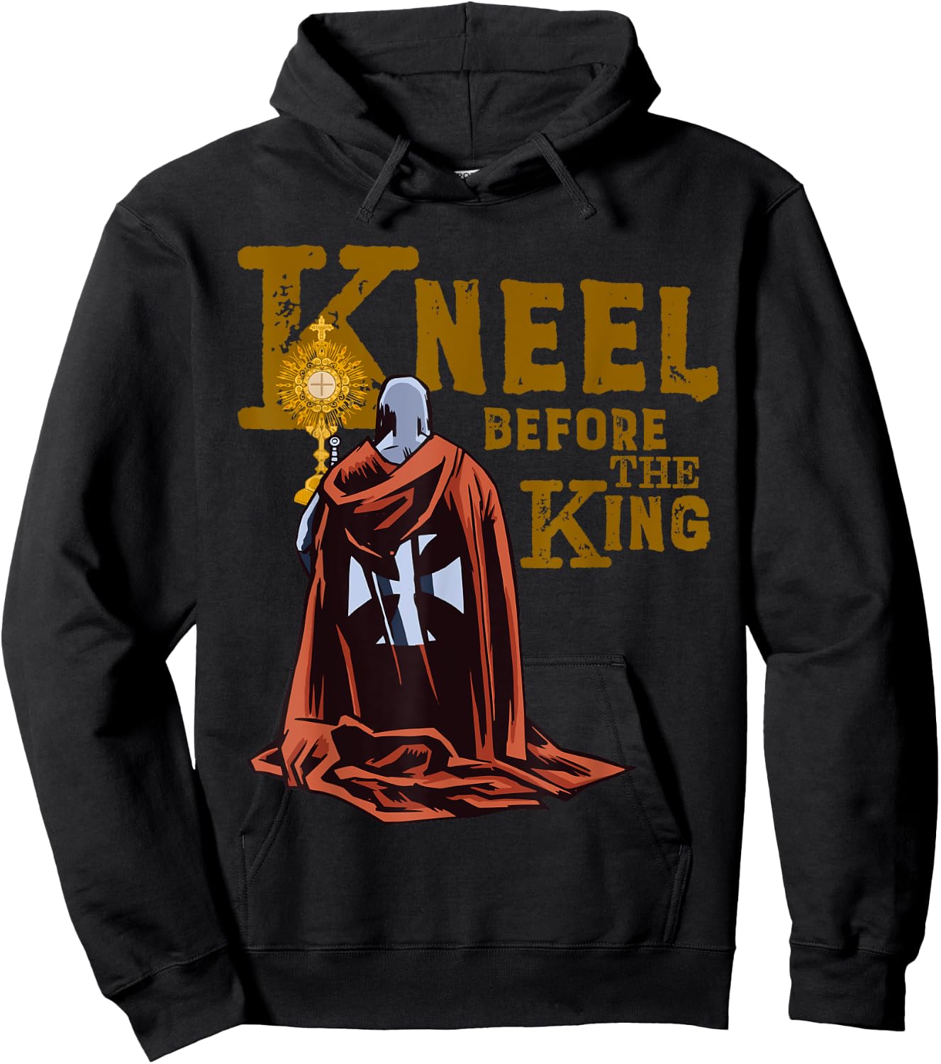 Kneel for the Cross King Eucharistic Traditional Latin Mass Hoodie - Hoodie | Black