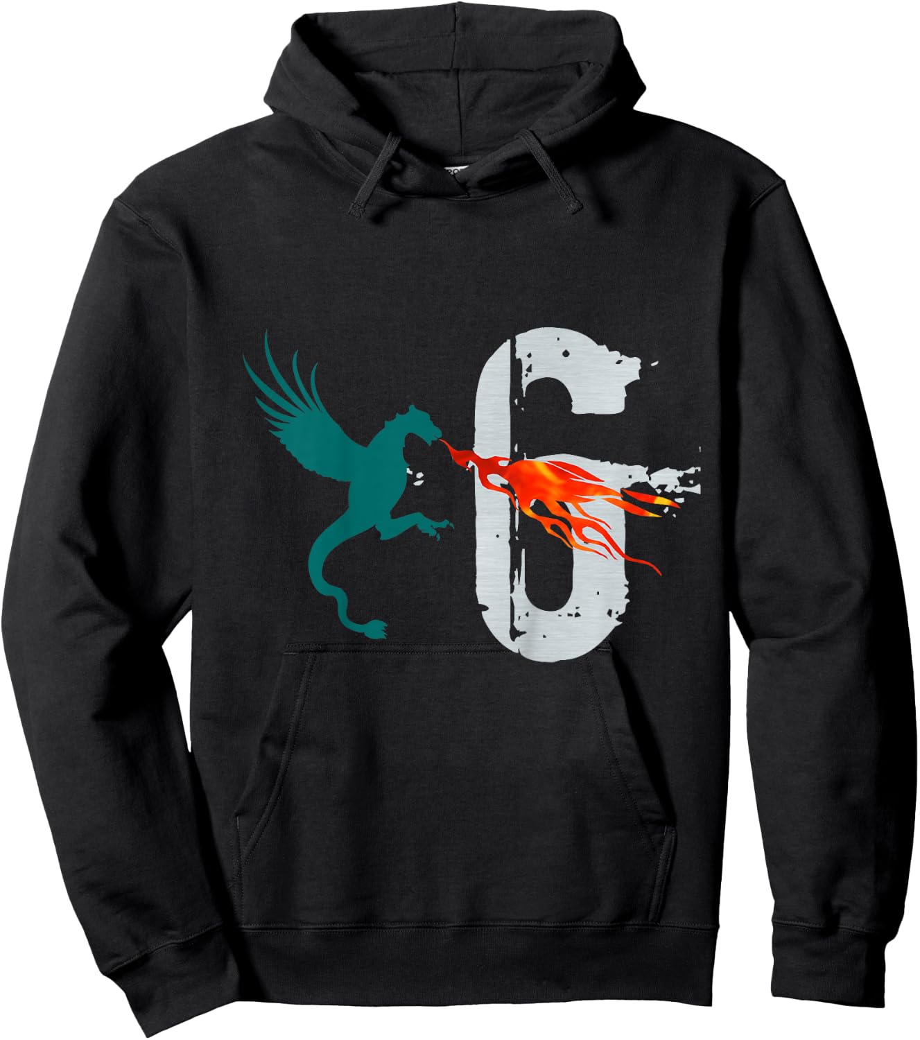 Kids Boys Girls 6 Year Old Birthday Dragon Shirt 6th Birthday Hoodie - Hoodie | Black