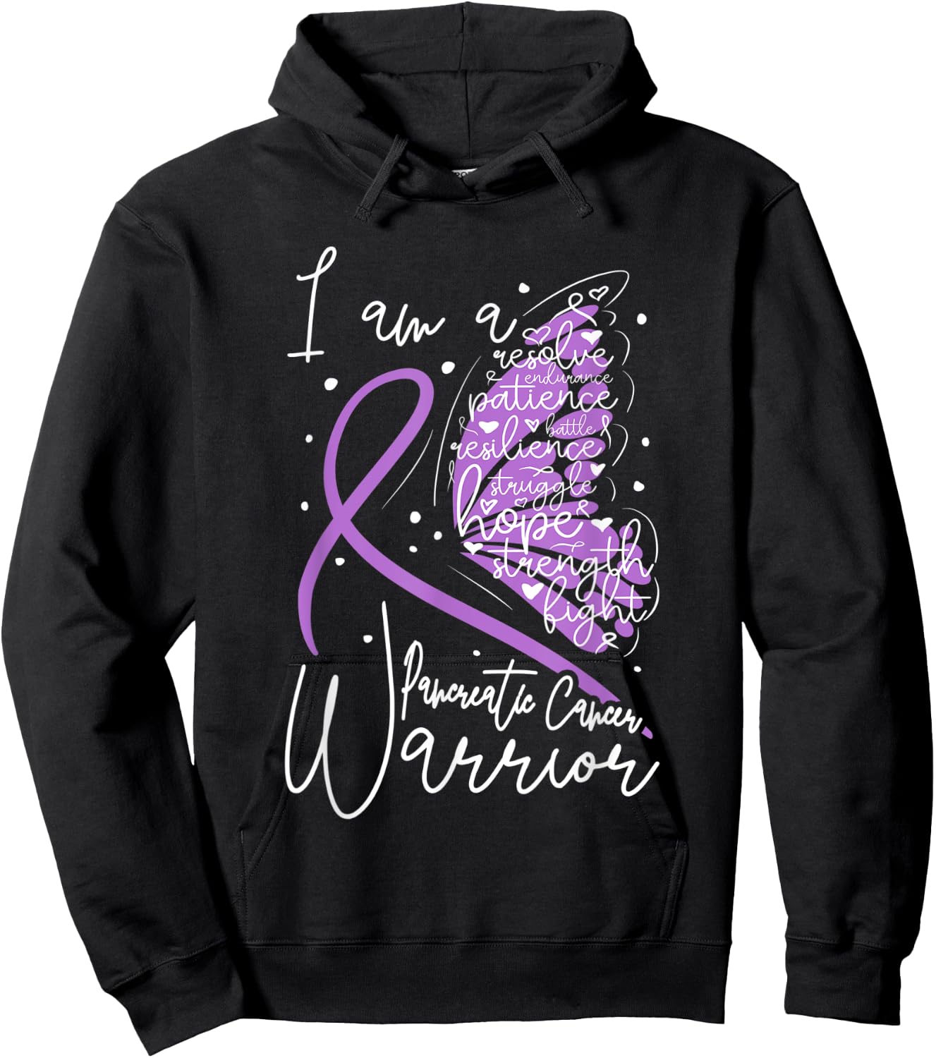 Butterfly Pancreatic Cancer Awareness Hoodie - Hoodie | Black