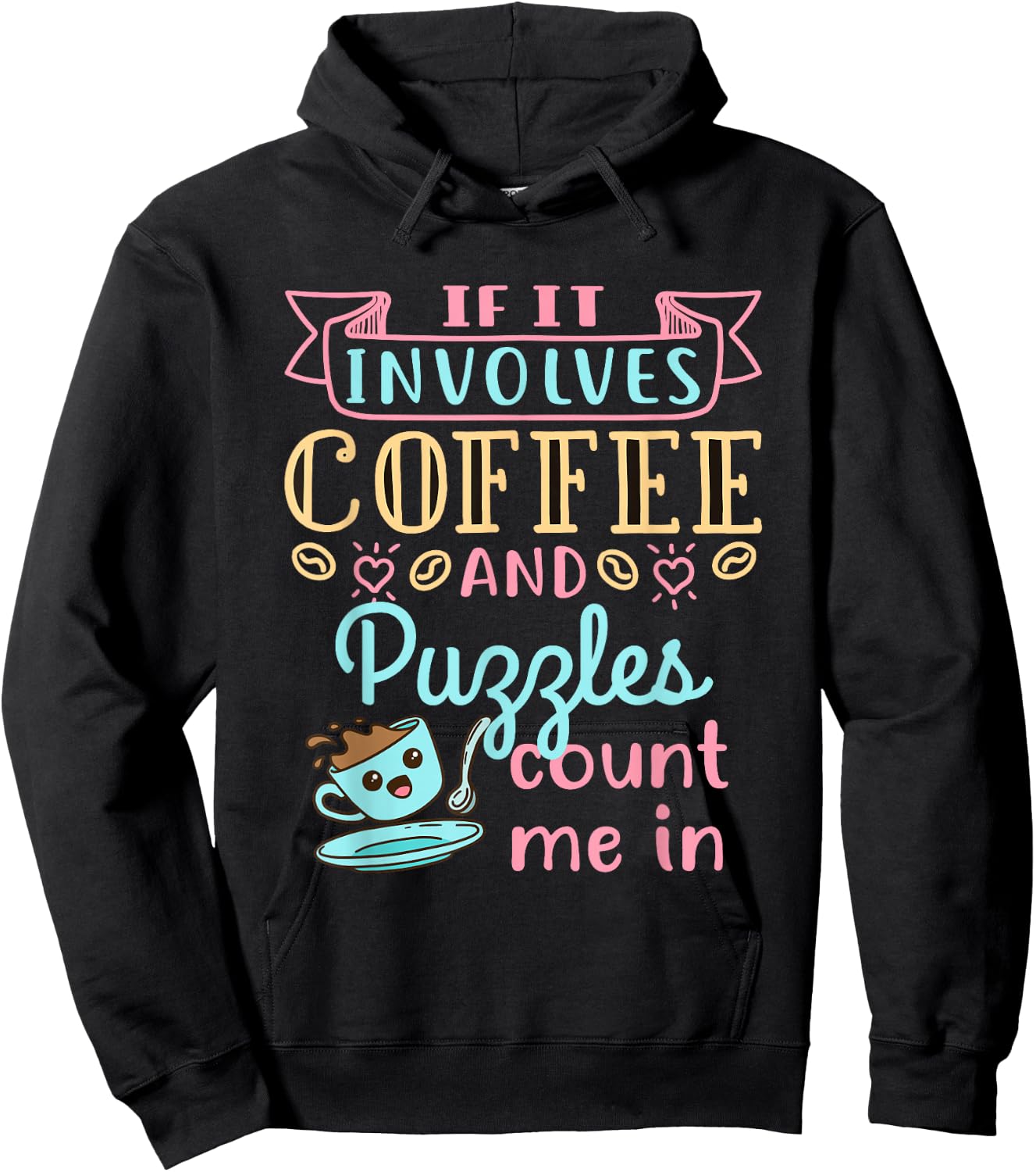 Coffee and Puzzles Jigsaw Puzzle Lover Enthusiast Hobby Hoodie - Hoodie | Black