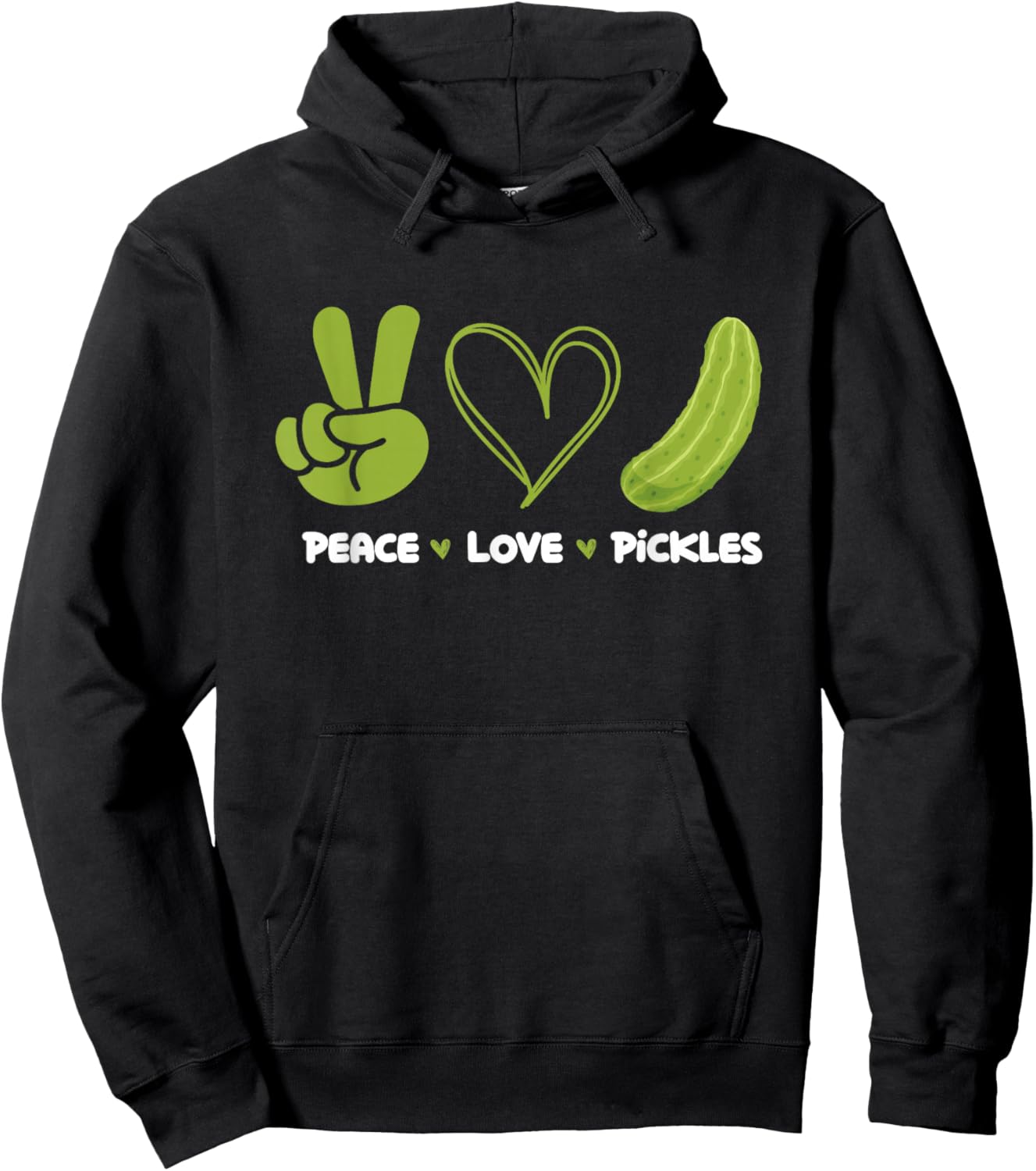Peace Love Pickles - Dill Pickle Lover Pickling Cucumber Hoodie - Hoodie | Black
