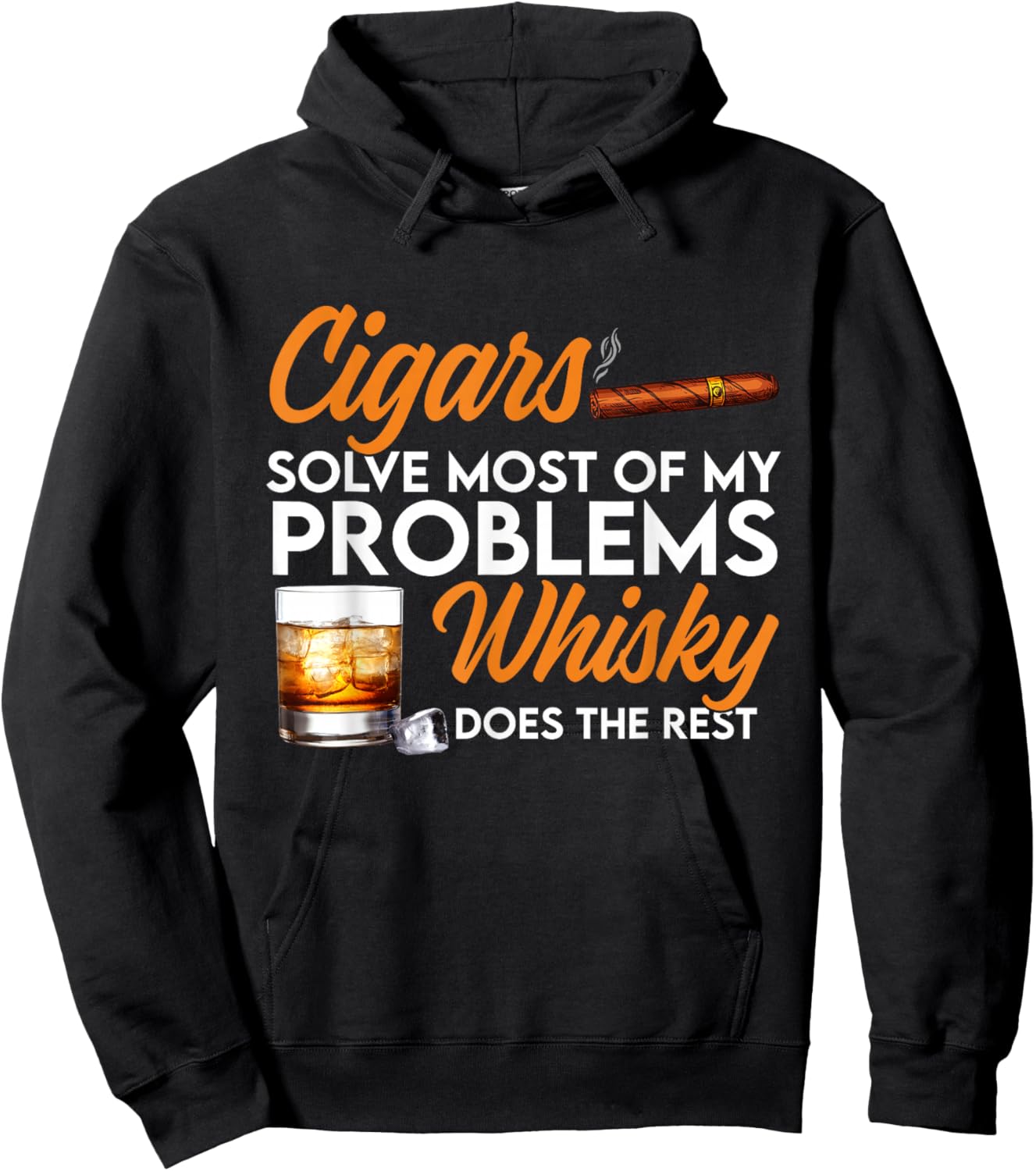 Cigars And Whiskey Funny Drinking Lover Adults Men Women Hoodie - Hoodie | Black