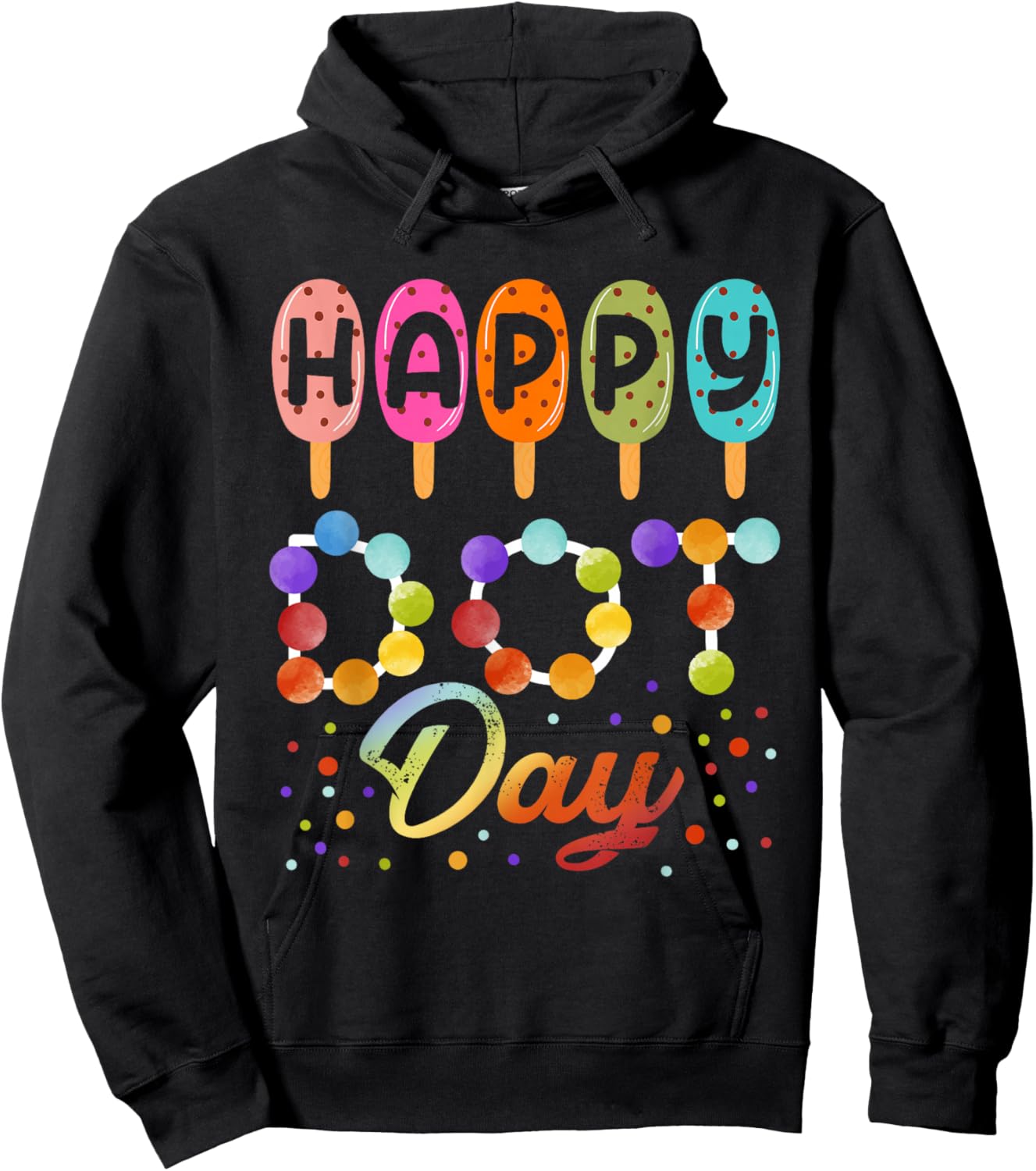 Happy Dot Day Ice Cream Colorful Polka Dot Boy Girl Kids Hoodie - Hoodie | Black