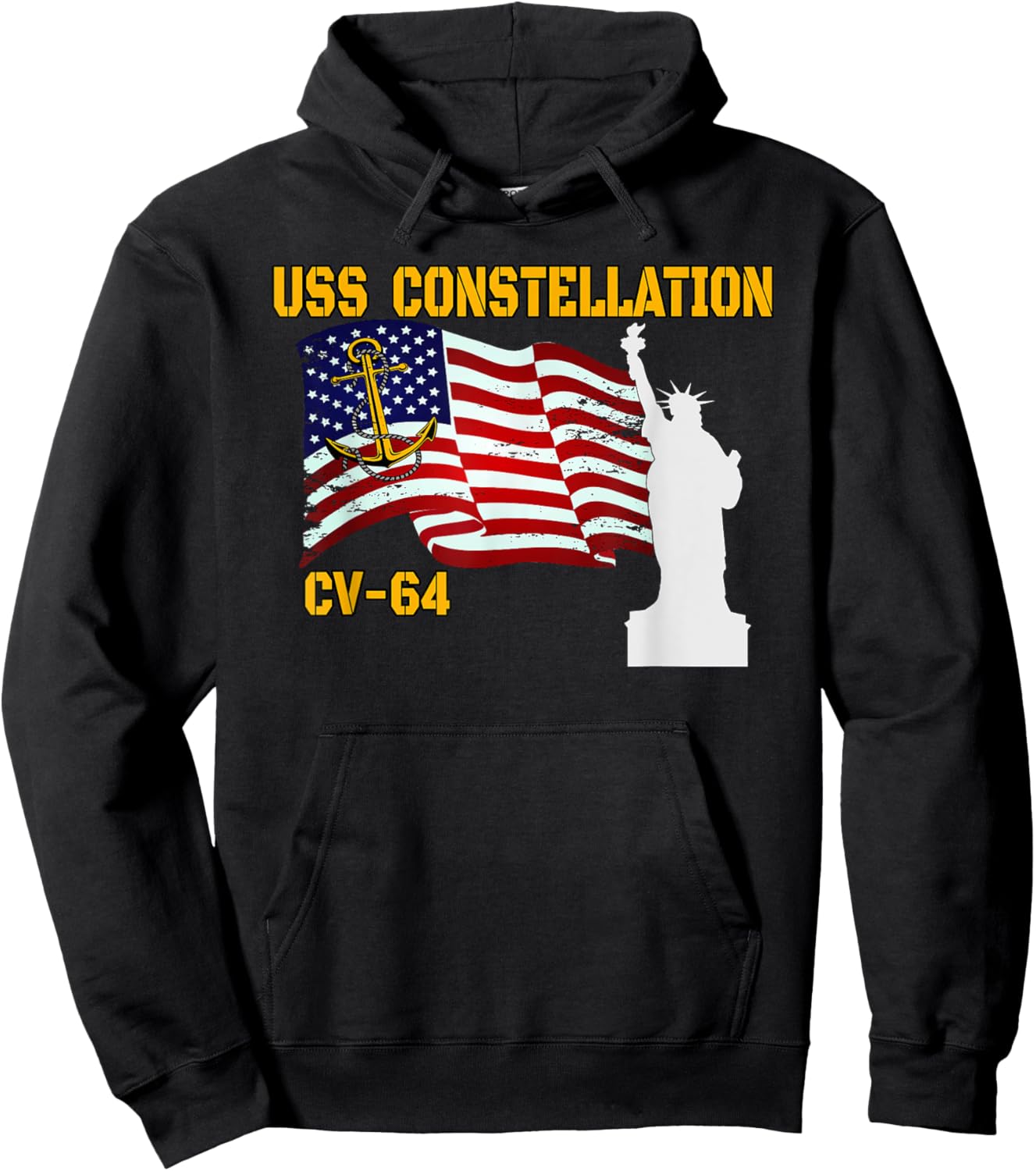Aircraft Carrier USS Constellation Veterans Father Grandpa Hoodie - Hoodie | Black