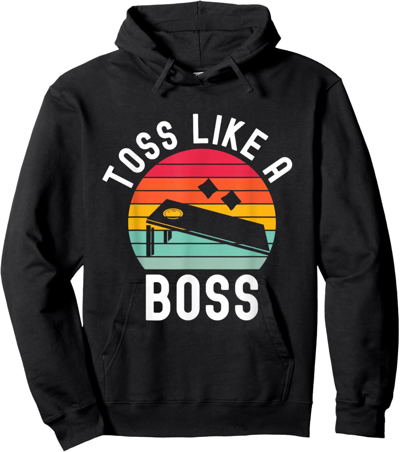 Toss Like A Boss Bean Bag Player Funny Cornhole Hoodie - Hoodie | Black