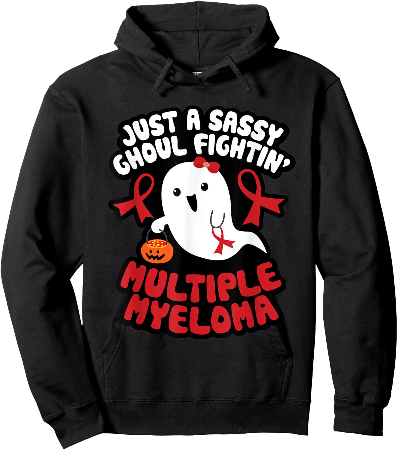 Sassy Ghoul Fighting Multiple Myeloma Halloween Cute Ghost Hoodie - Hoodie | Black